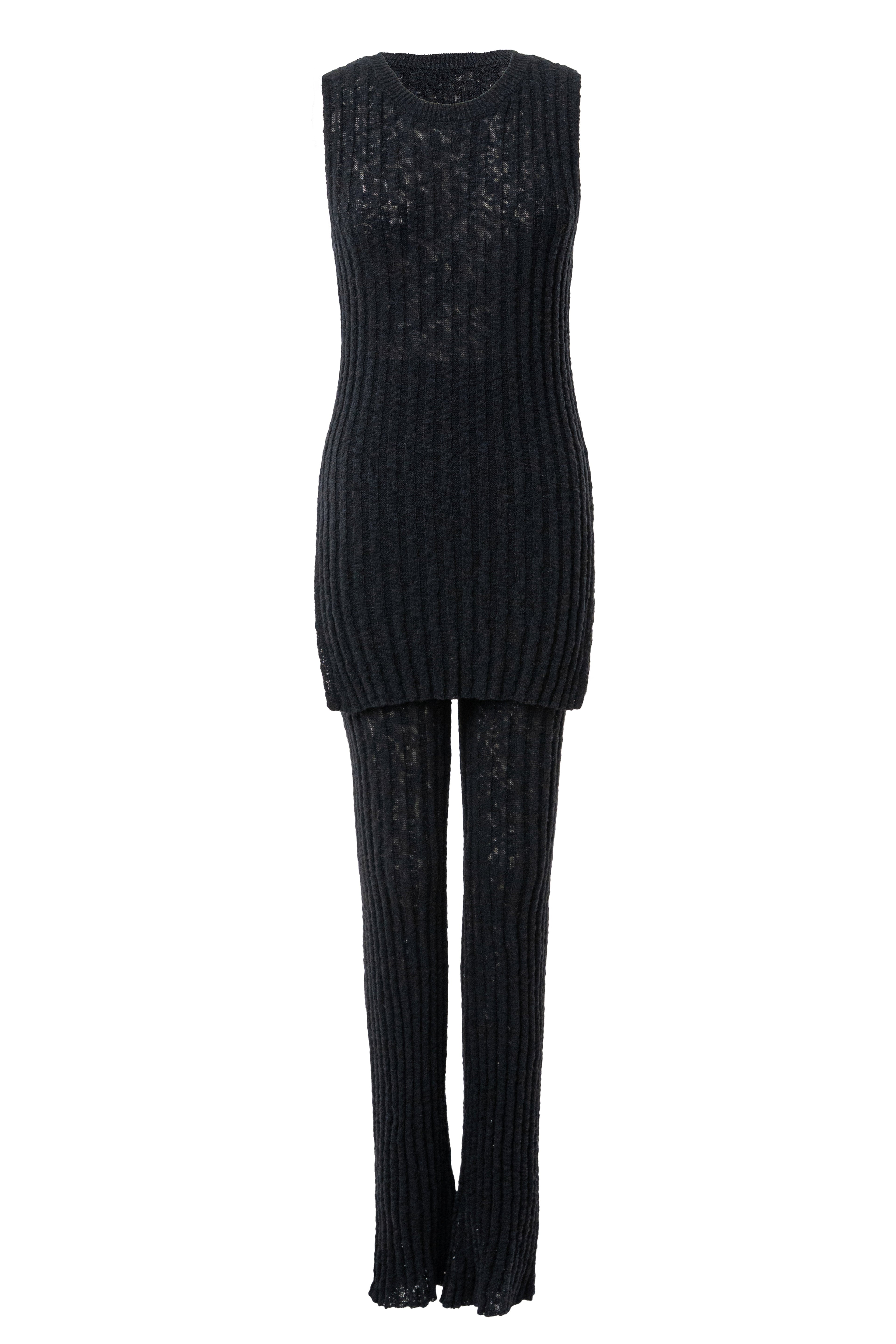 Black Lanah Knit Flare Pants