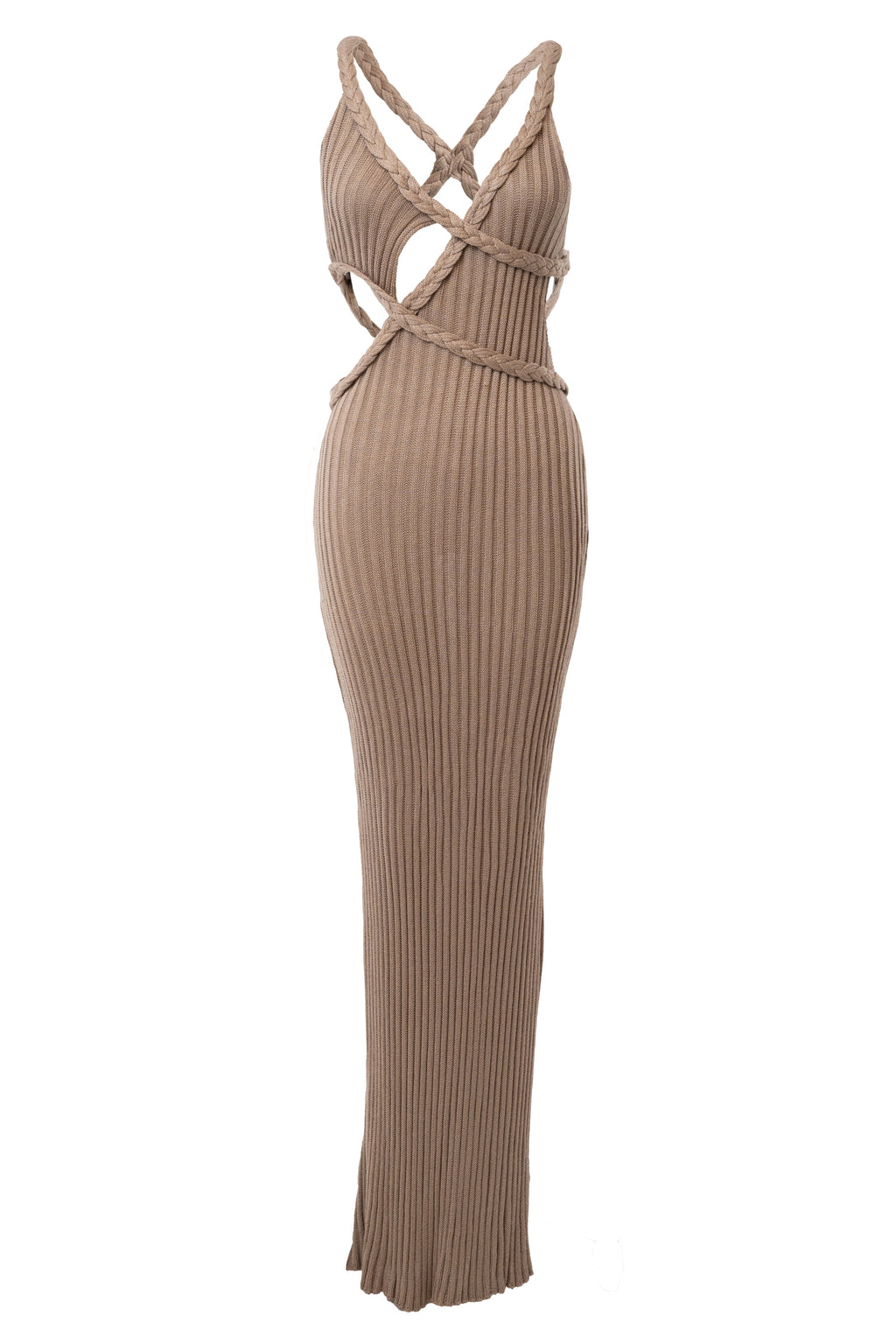 Mocha Drift And Dream Braided Maxi Dress