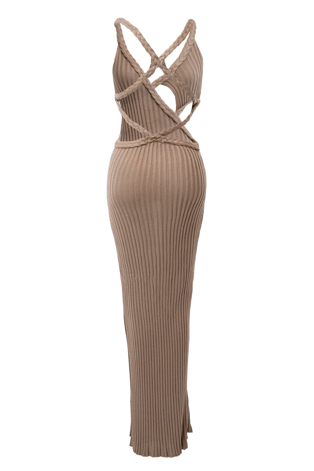 Mocha Drift And Dream Braided Maxi Dress