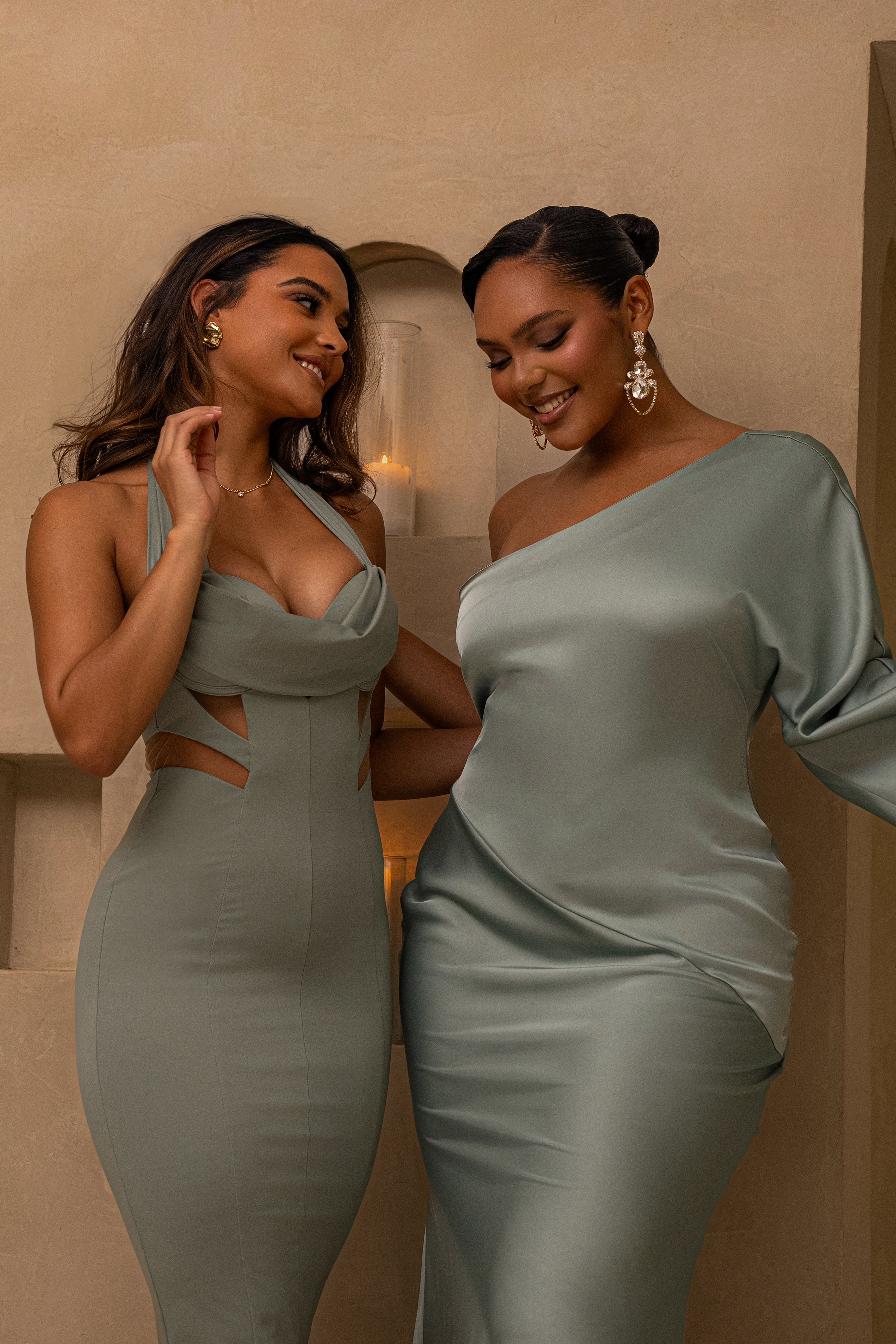 Sage Femme Drape Maxi Dress