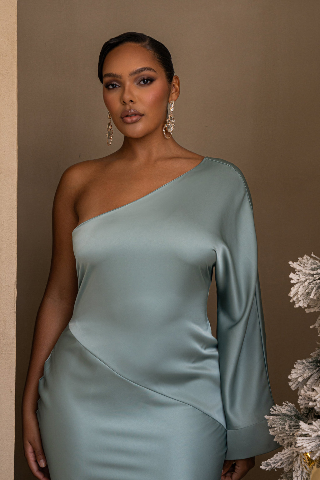 Sage Femme Drape Maxi Dress