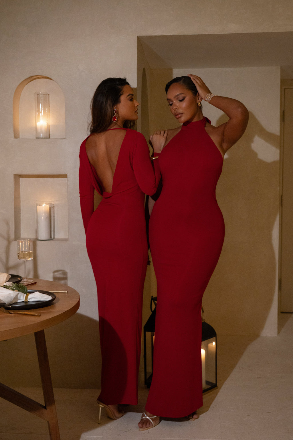 Red Golden Evening Maxi Gown