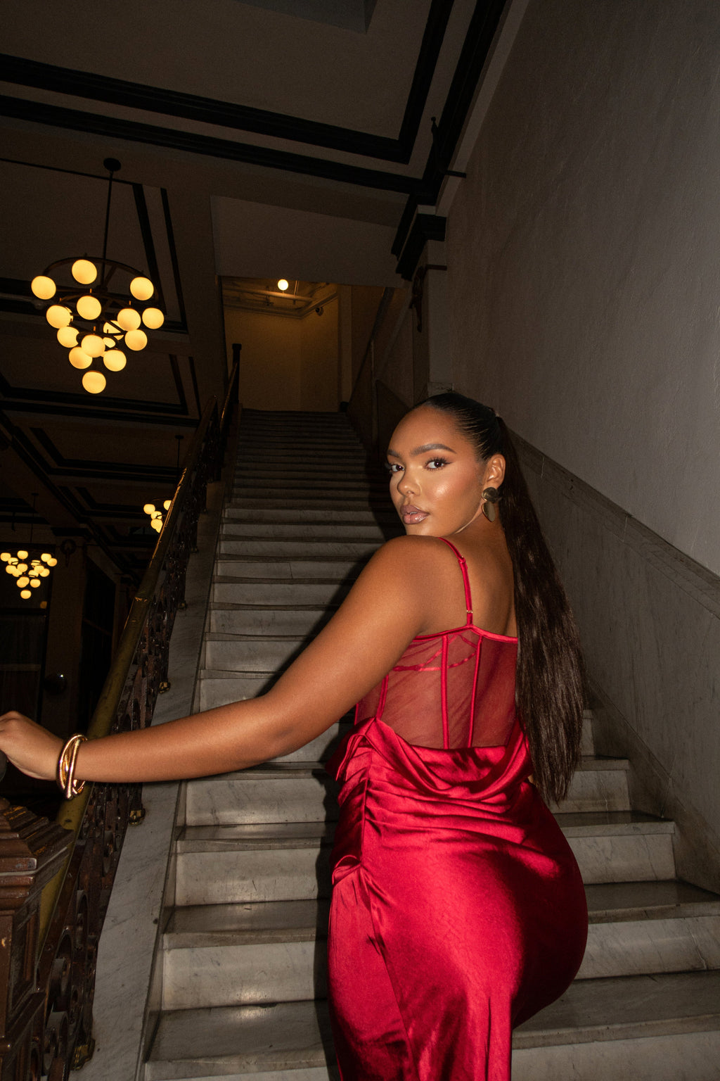 Red Anastacia Drape Maxi Dress