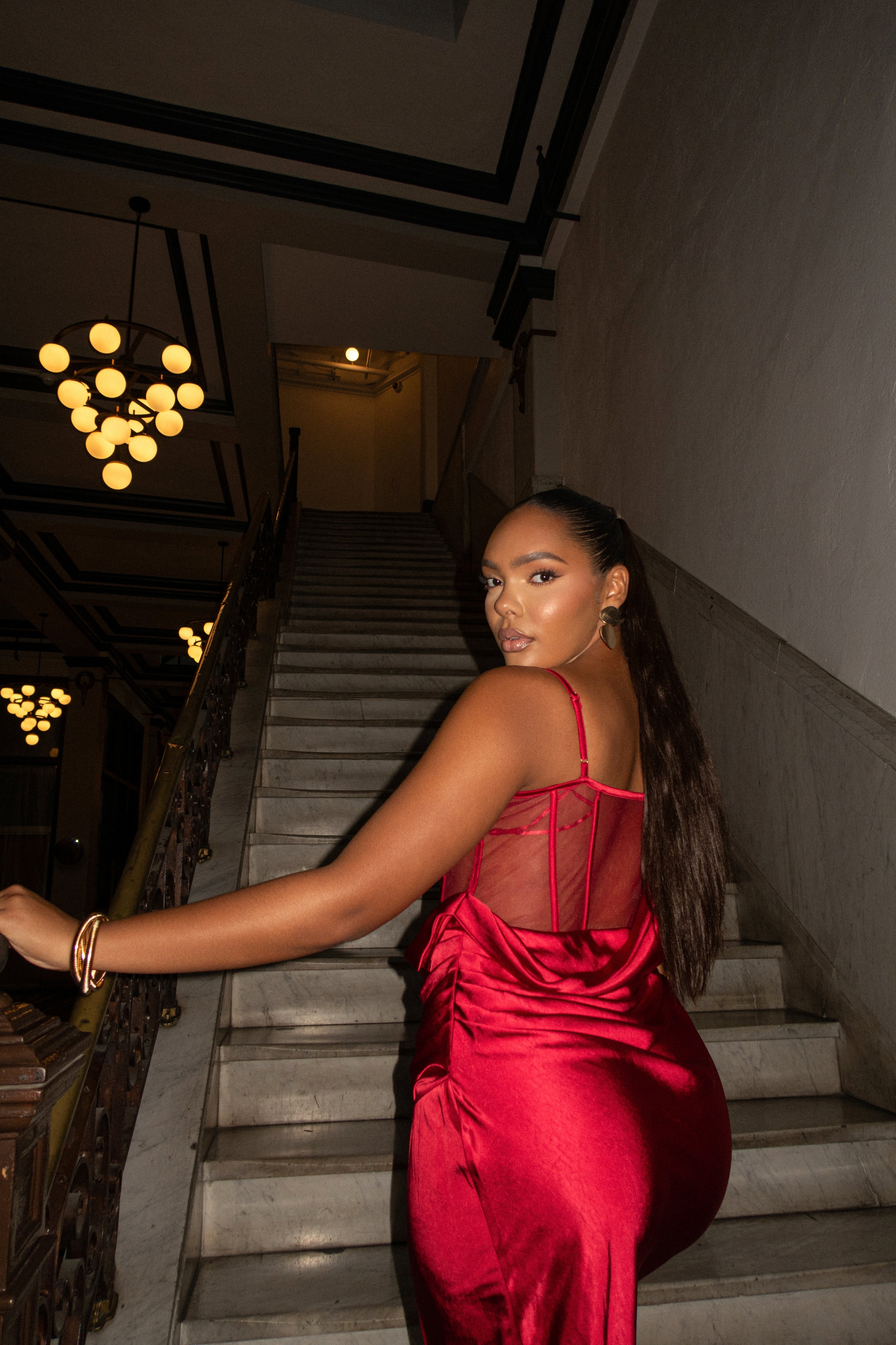 Red Anastacia Drape Maxi Dress