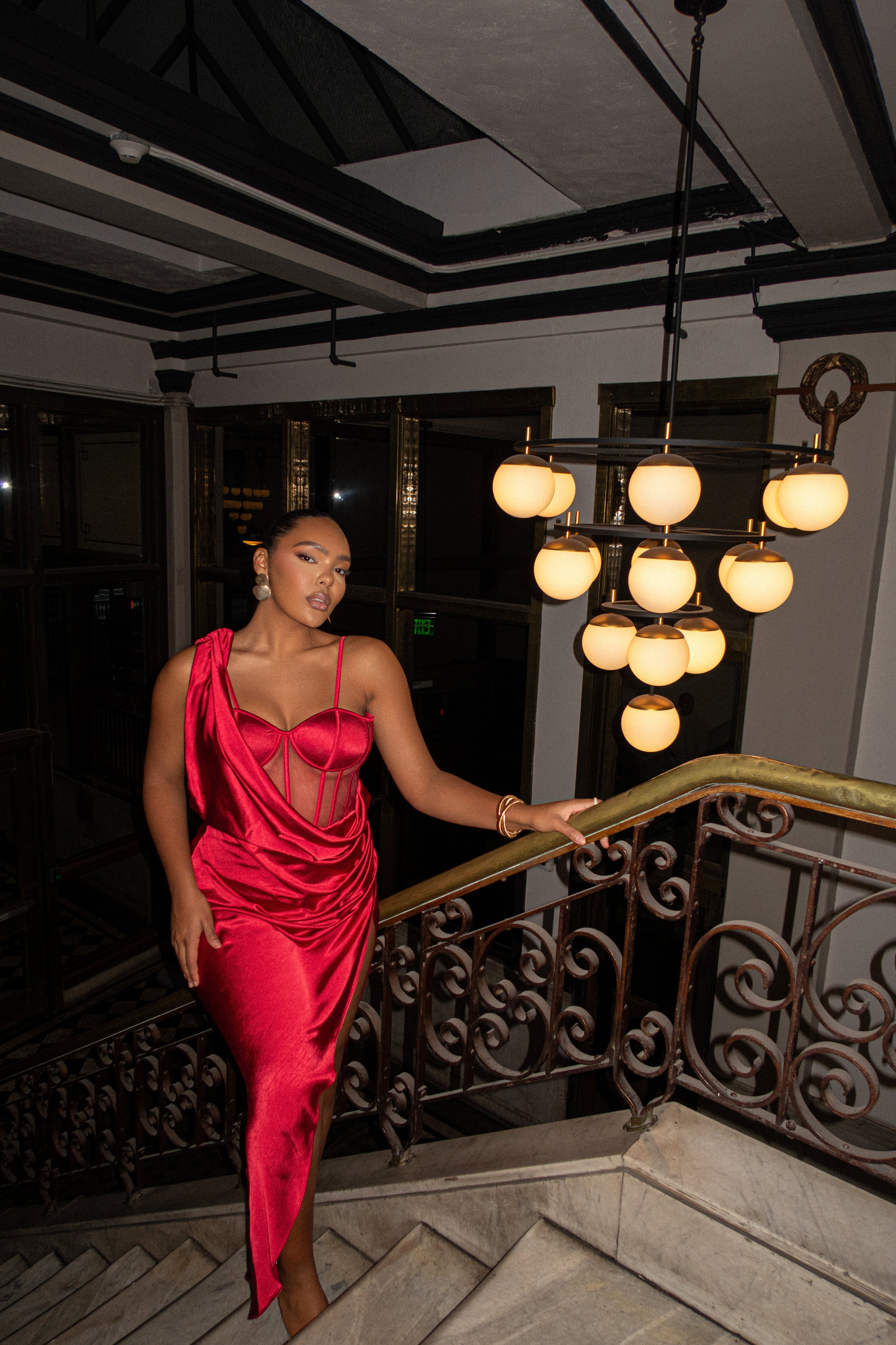 Red Anastacia Drape Maxi Dress