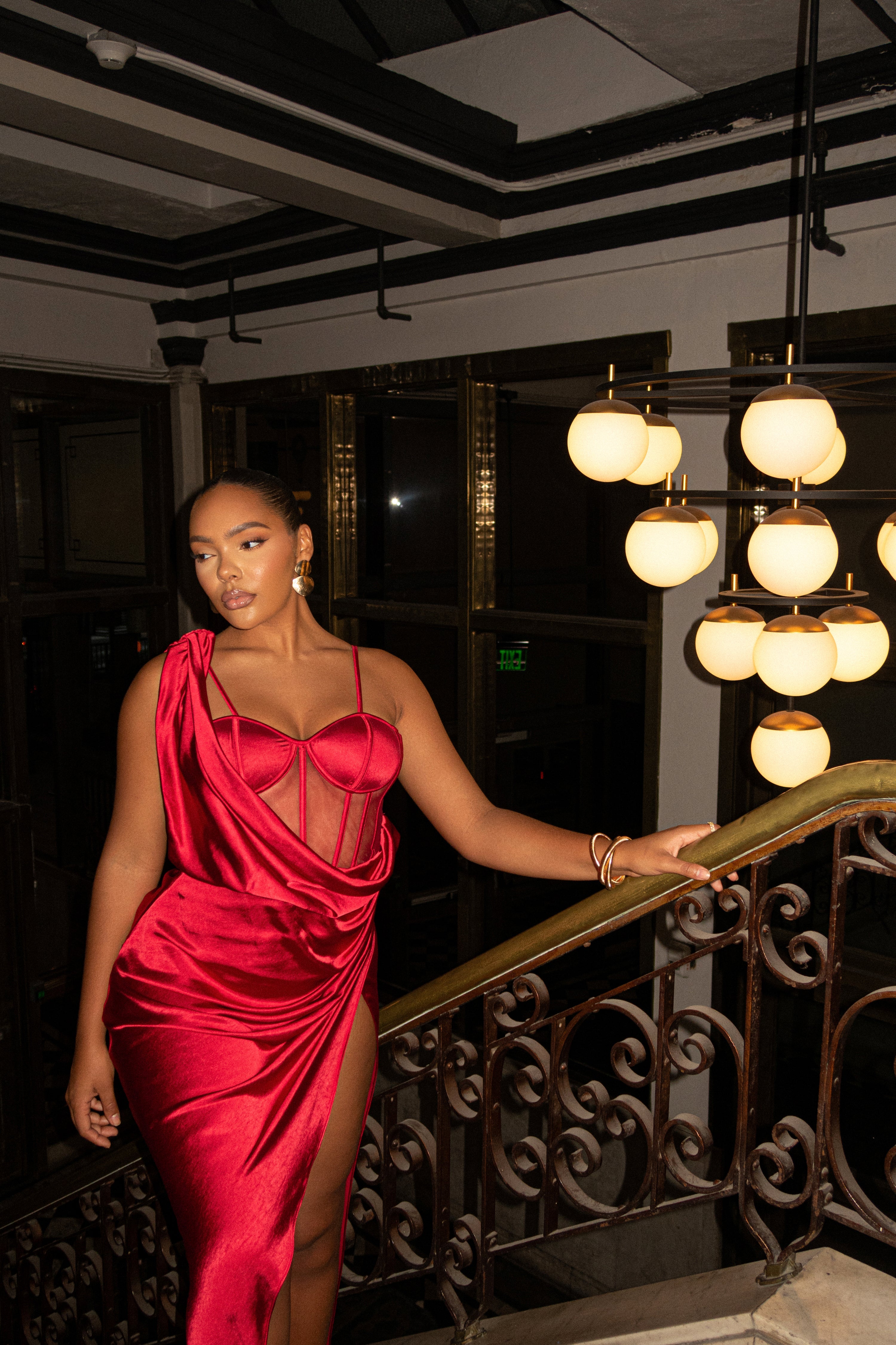Red Anastacia Drape Maxi Dress
