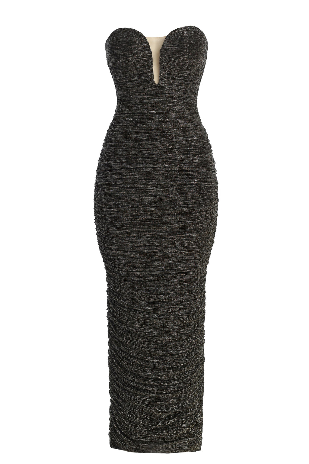 Black/Gold Metallic Mesh Maxi Dress