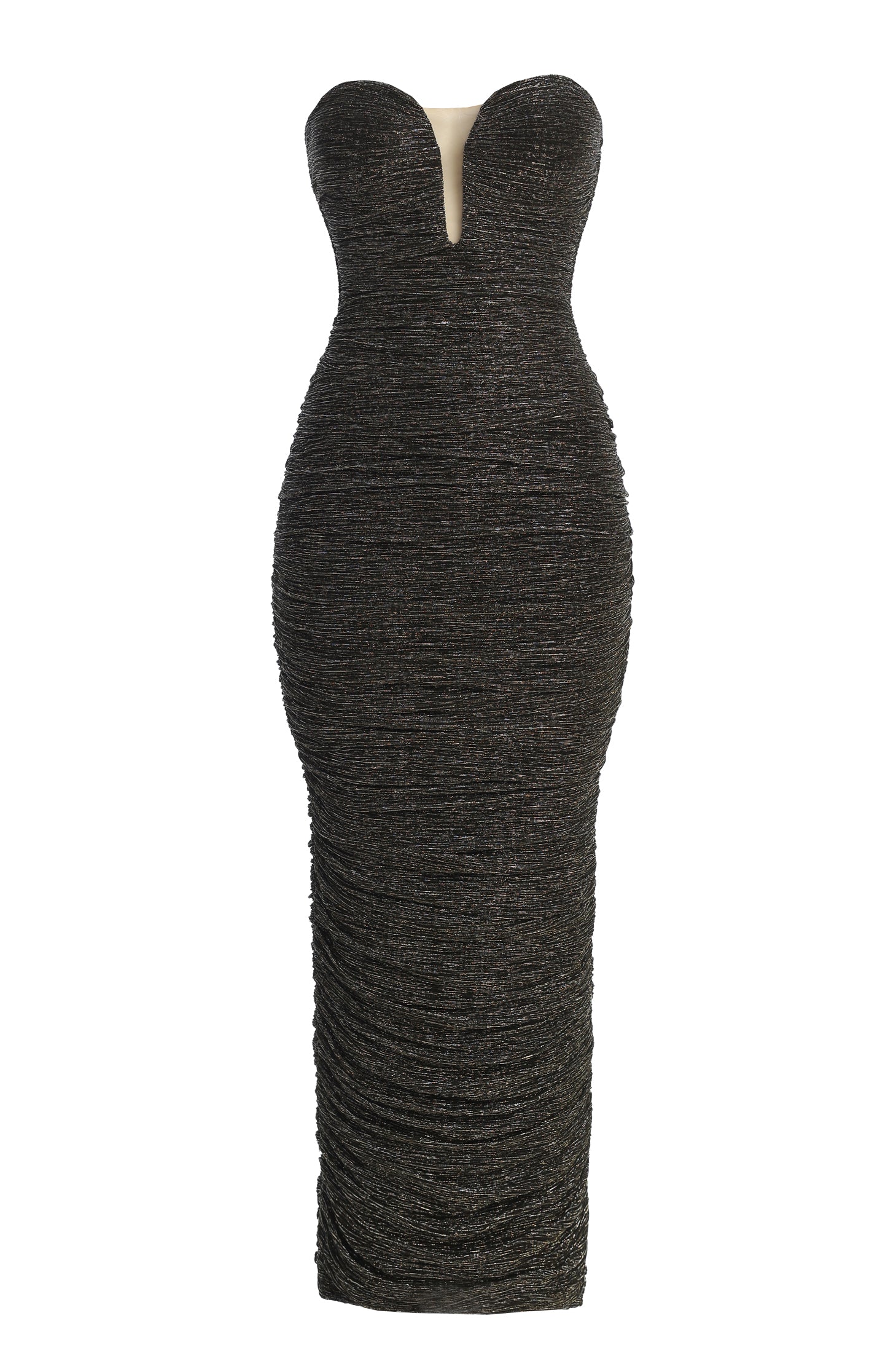 Black/Gold Metallic Mesh Maxi Dress