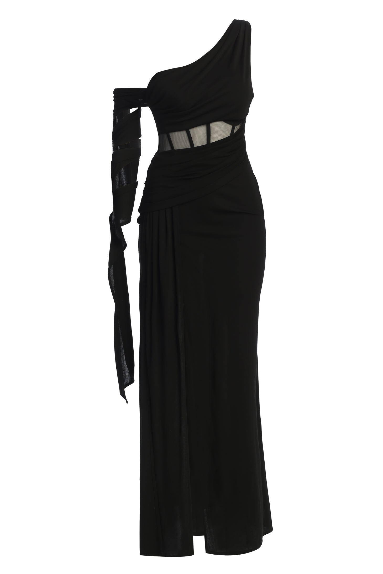 Black Naida Drape Maxi Dress