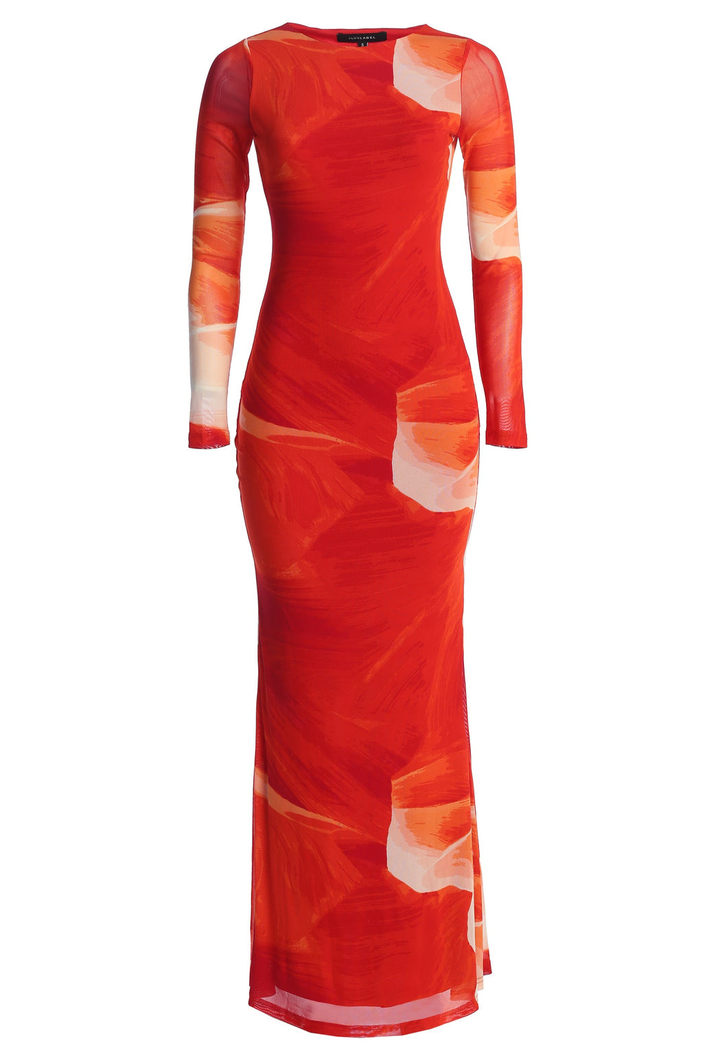 Sunset Red Palms And Sands Mesh Maxi Dress