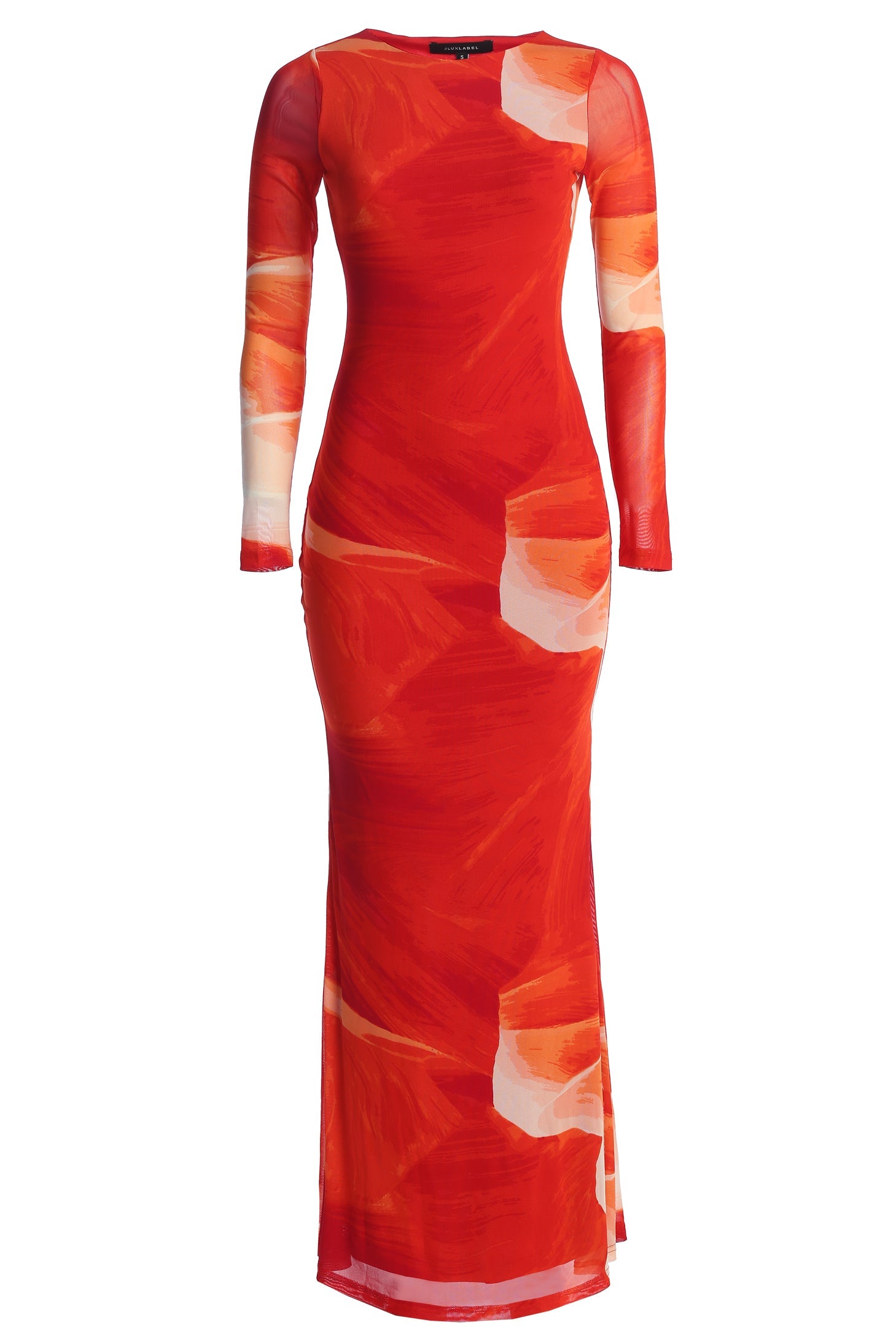 Sunset Red Palms And Sands Mesh Maxi Dress