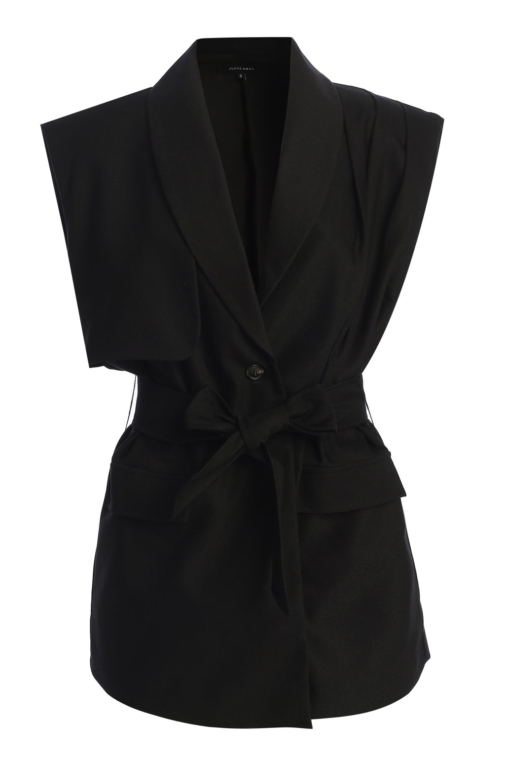 Black Jeanie Belted Vest