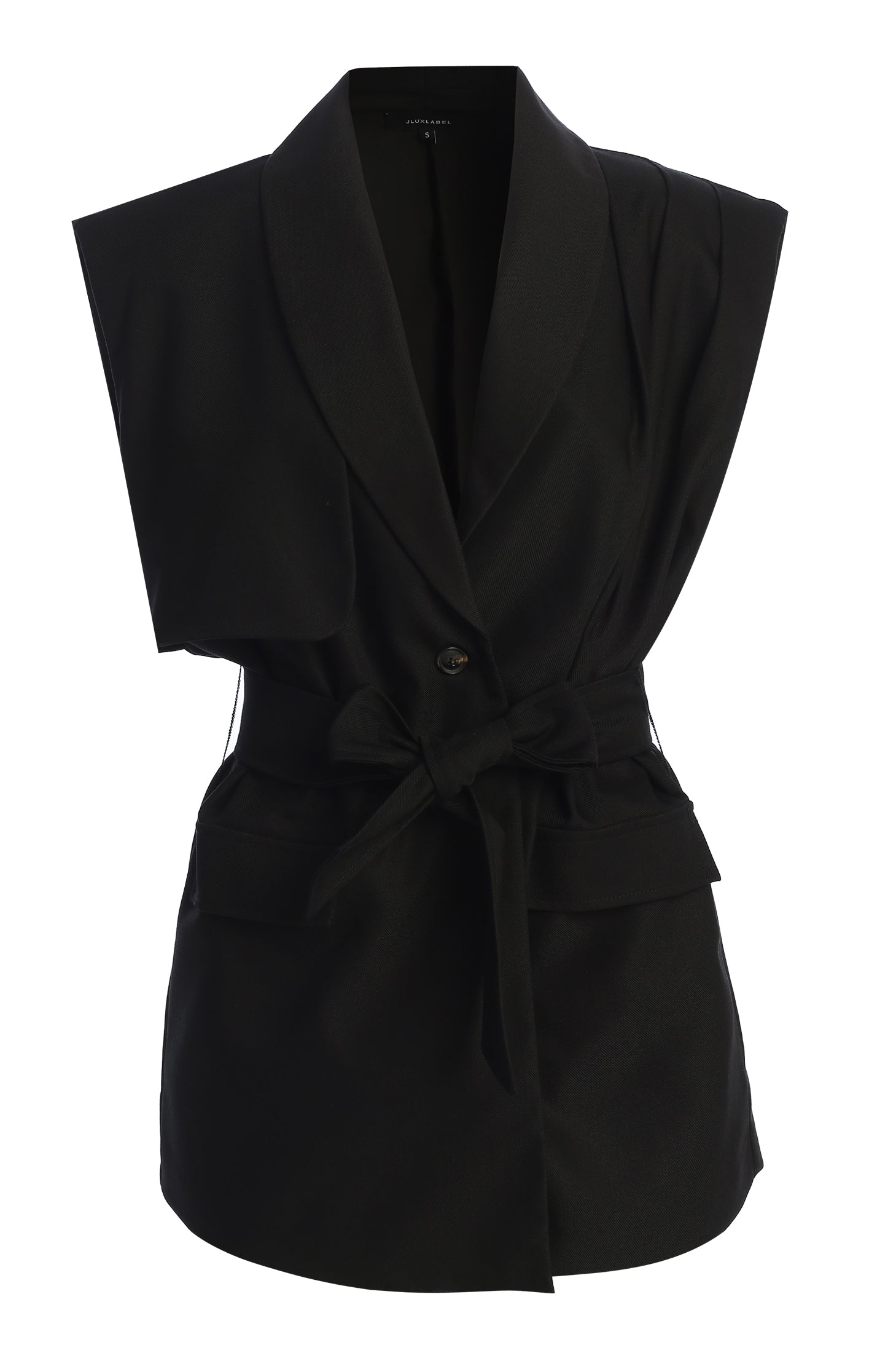 Black Jeanie Belted Vest