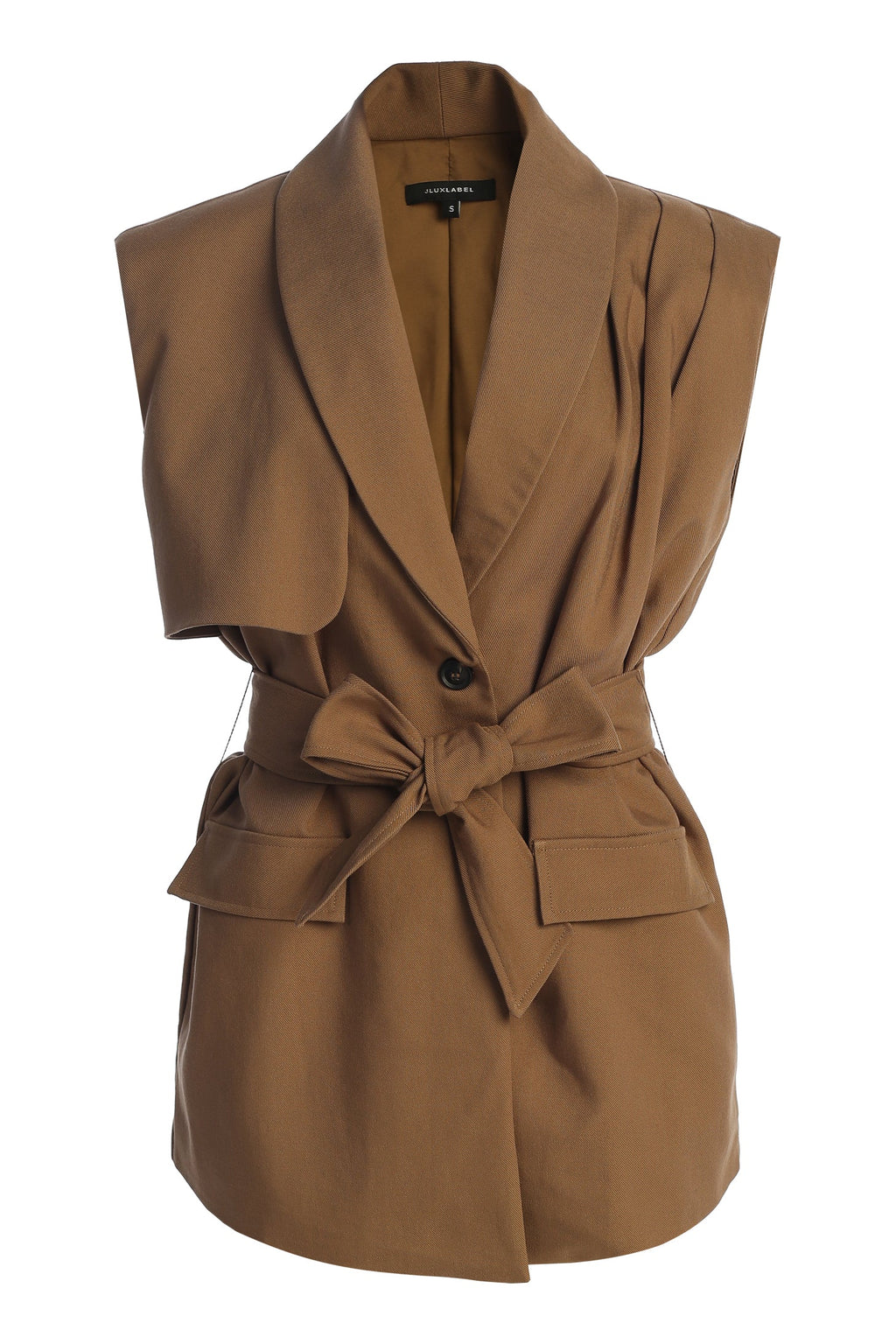 Tan Jeanie Belted Vest