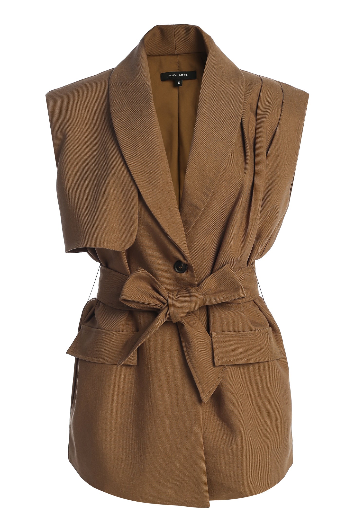 Tan Jeanie Belted Vest