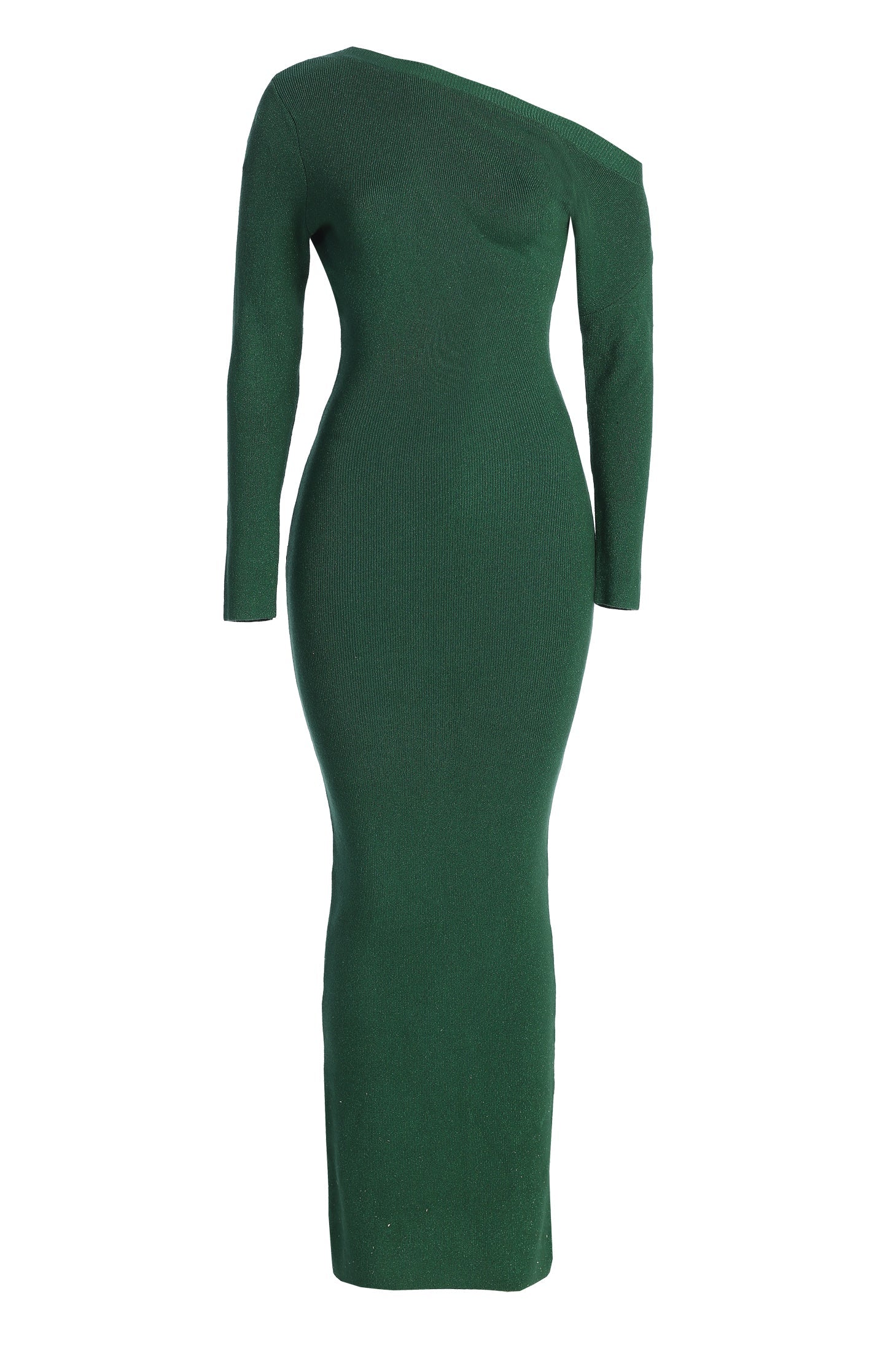 Green Night Shimmers Asymmetrical Maxi Dress