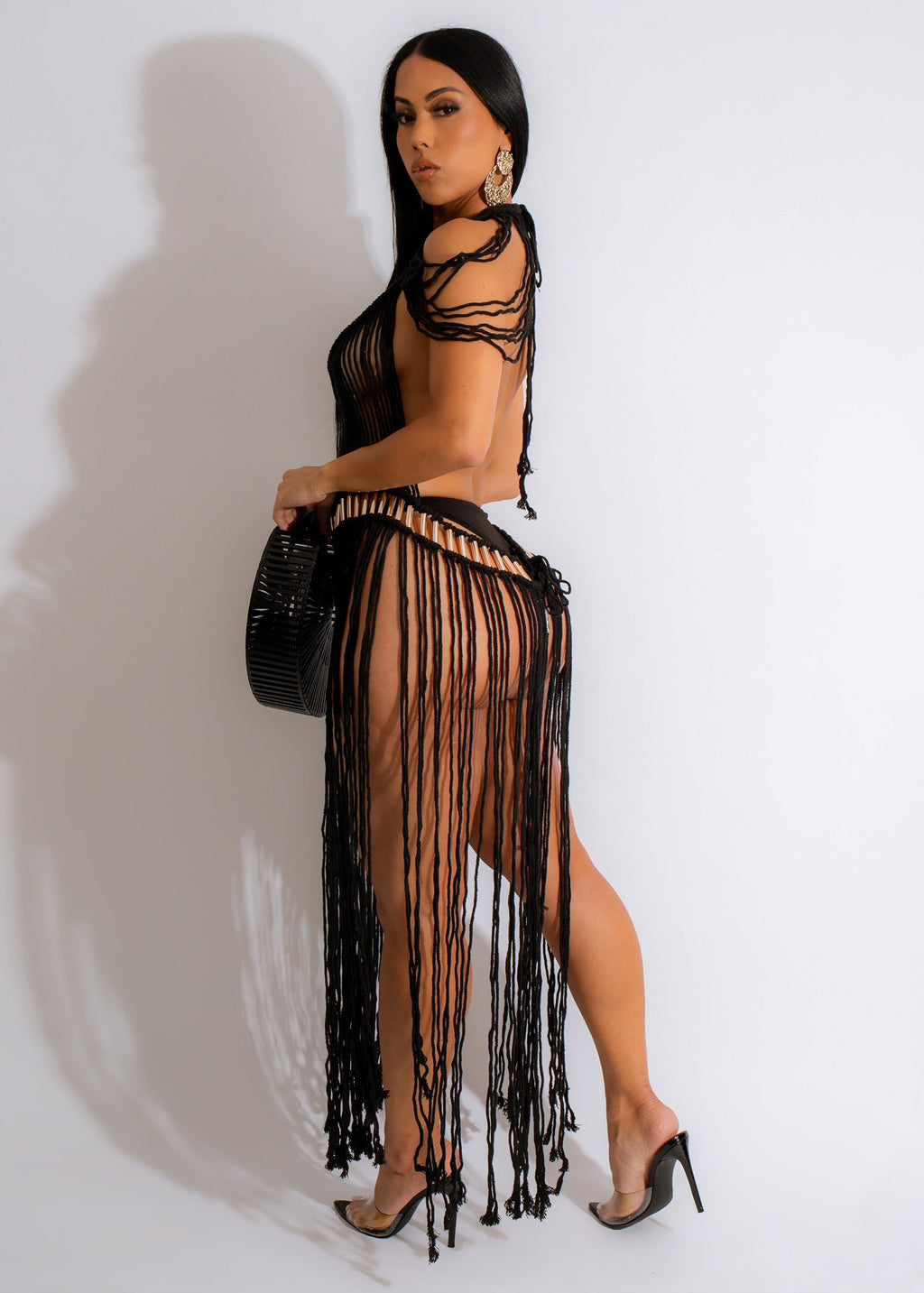 Sweet Secrets Macrame Cover Up Black