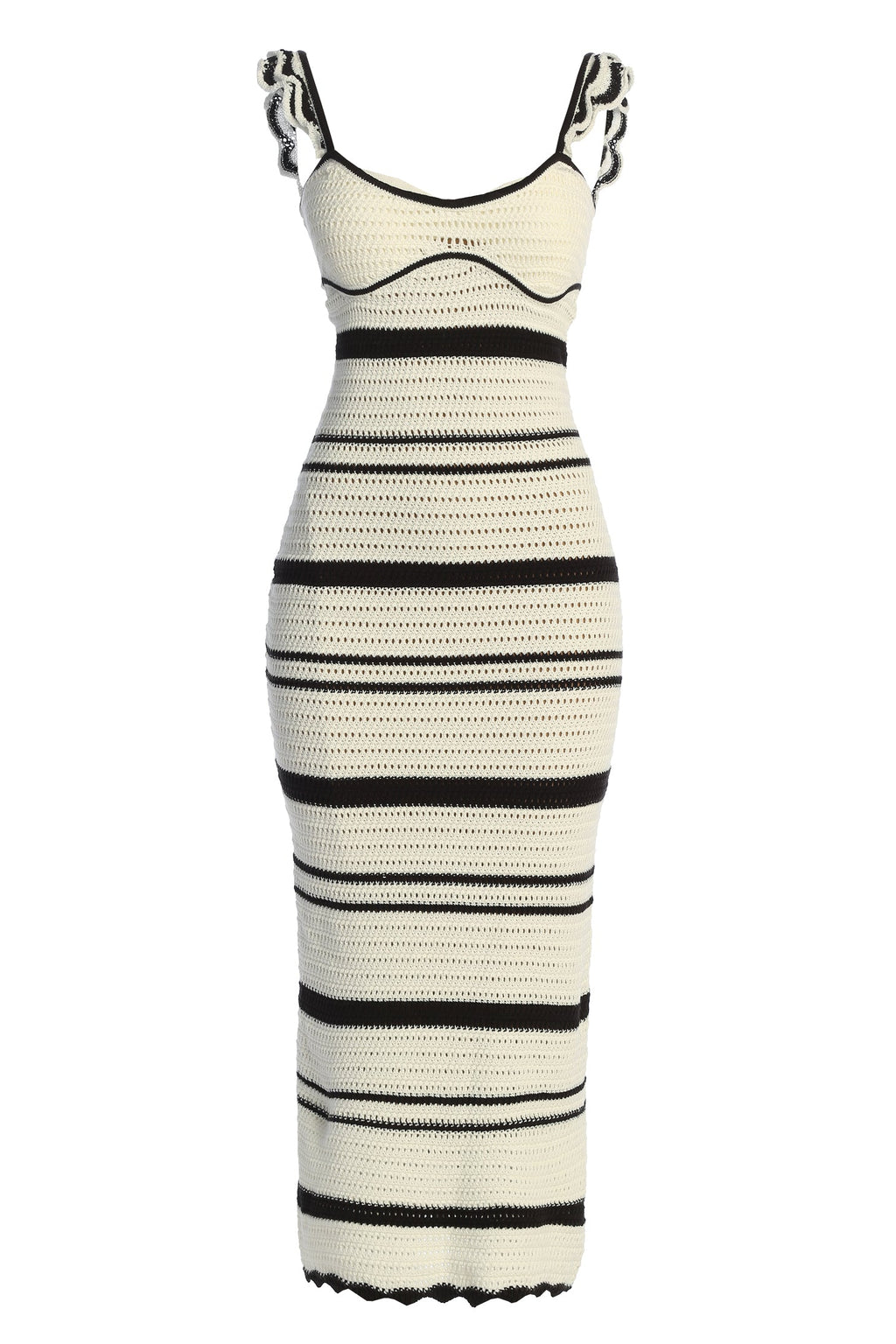 Ivory/Black Norina Striped Midi Dress