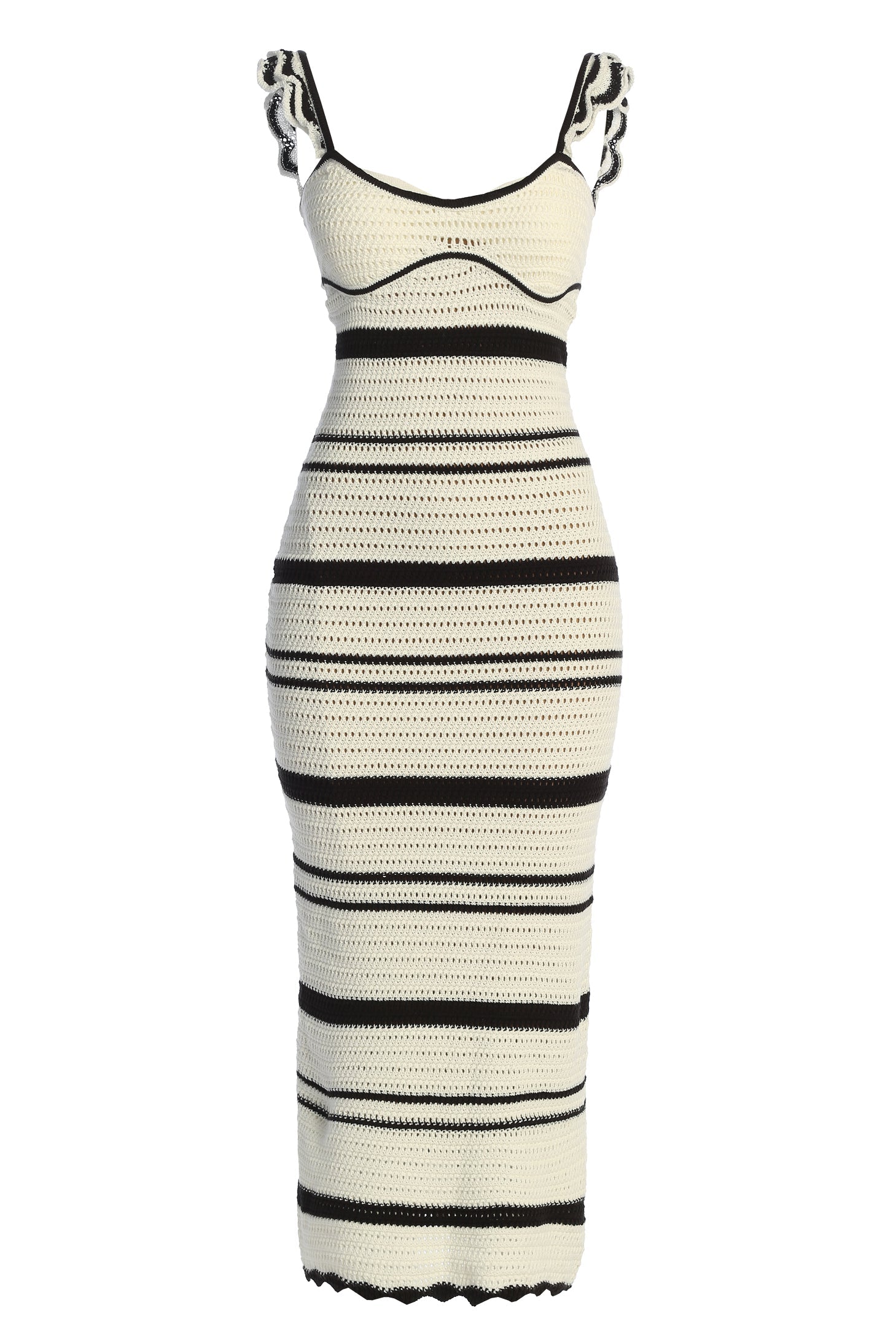 Ivory/Black Norina Striped Midi Dress