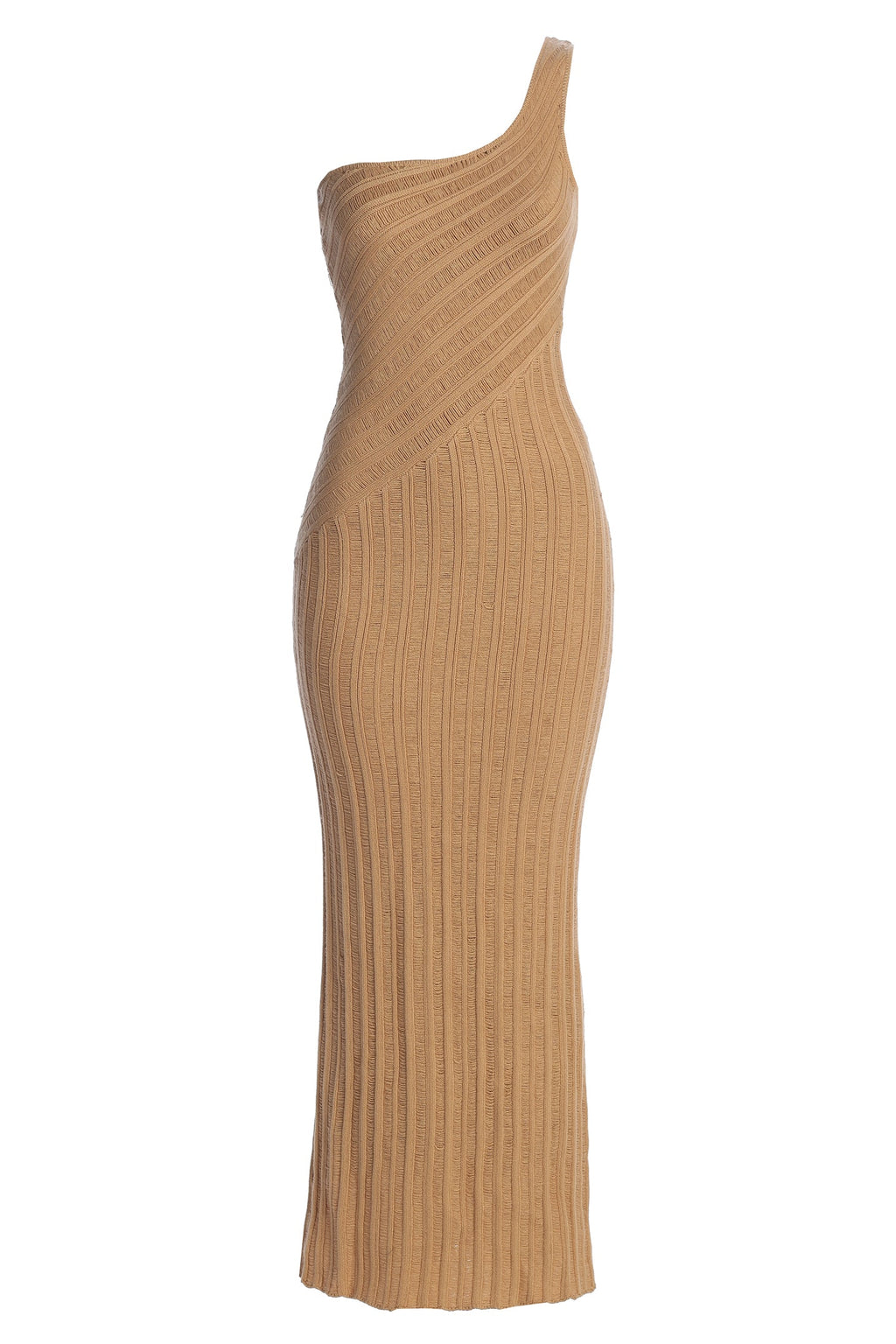 Tan Fringe Knit Maxi Dress