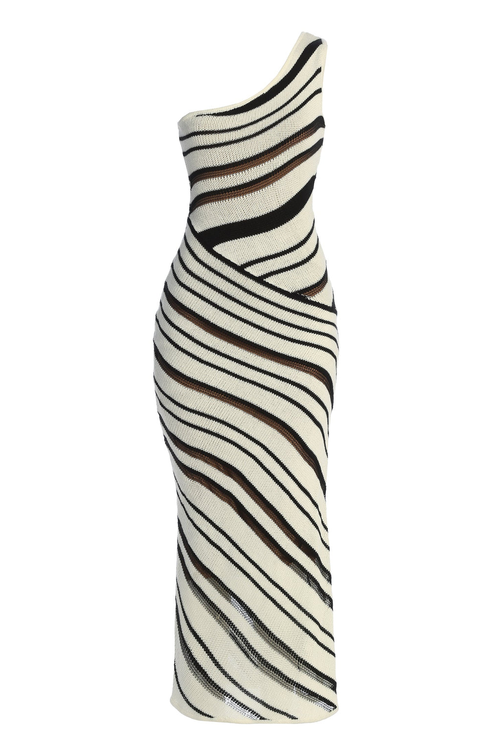 Ivory/Black Sanibel Ruched Maxi Knit Dress