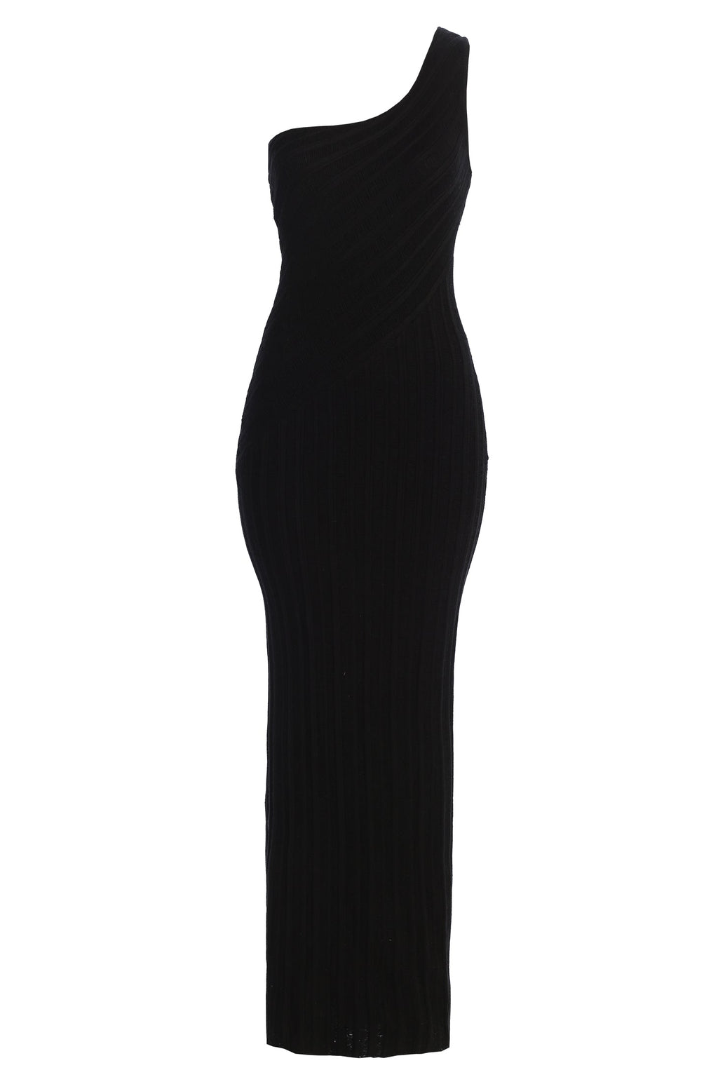 Black Fringe Knit Maxi Dress