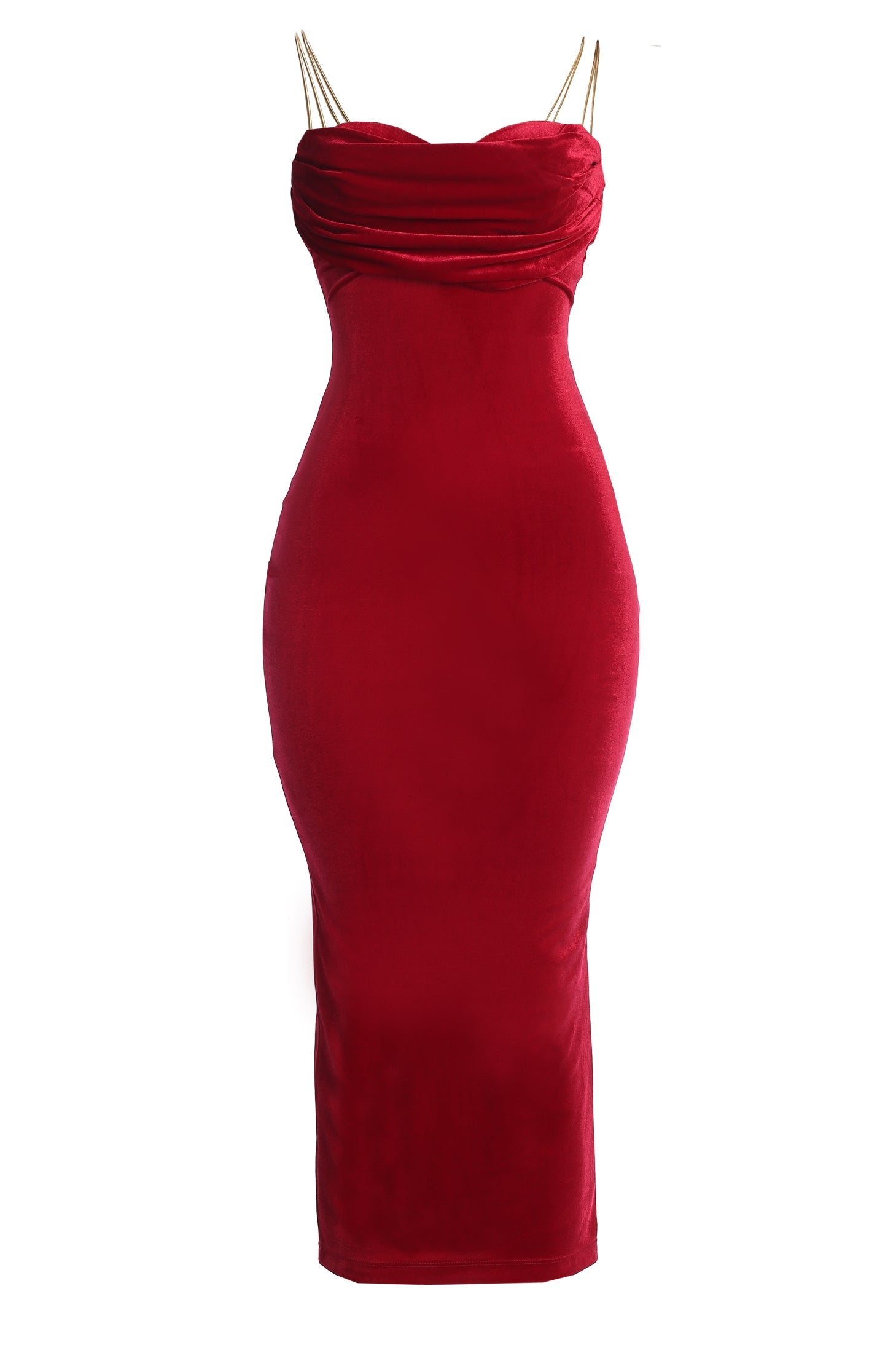 Red JOSANNA VELVET MIDI DRESS