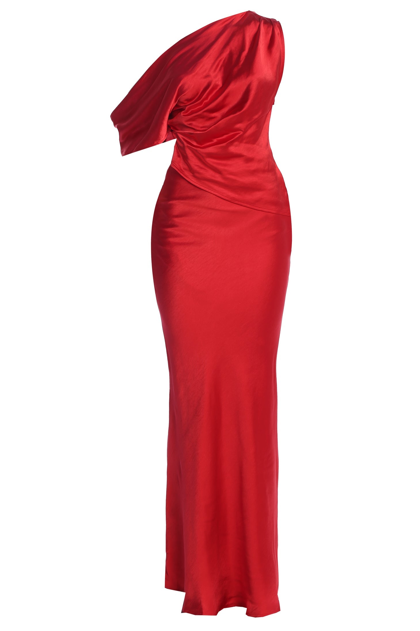 Red Elva Satin Maxi Skirt