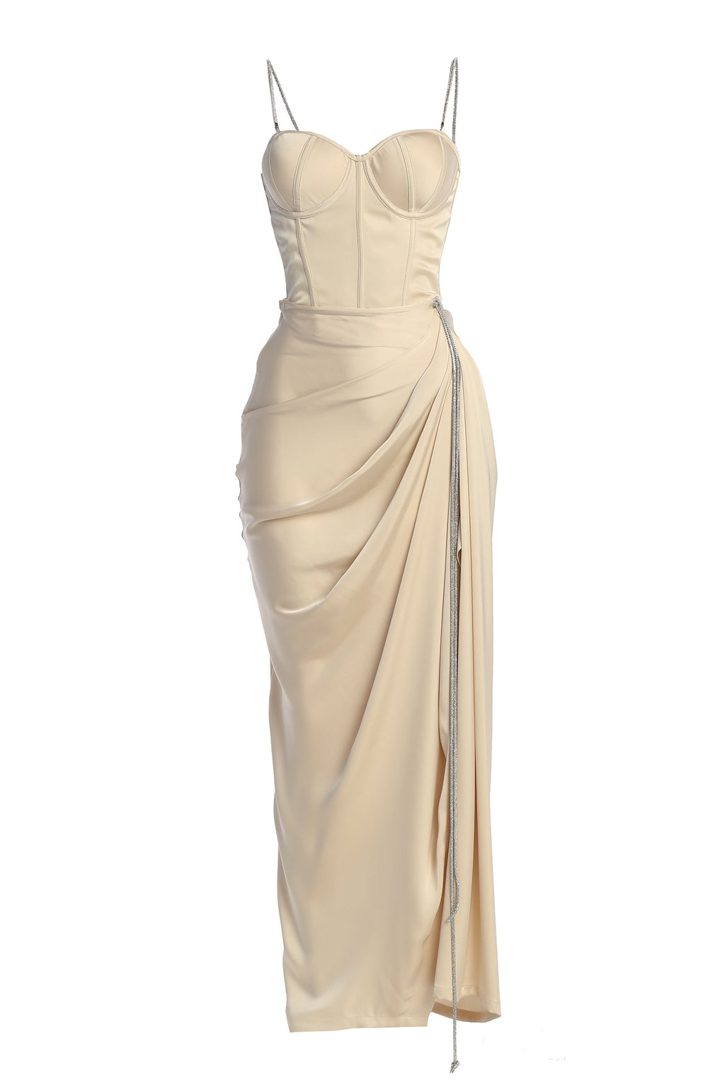 Champagne Olea Satin Skirt