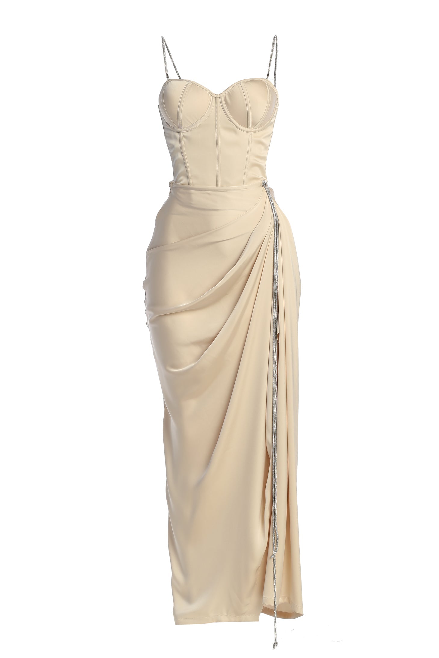 Champagne Olea Satin Skirt