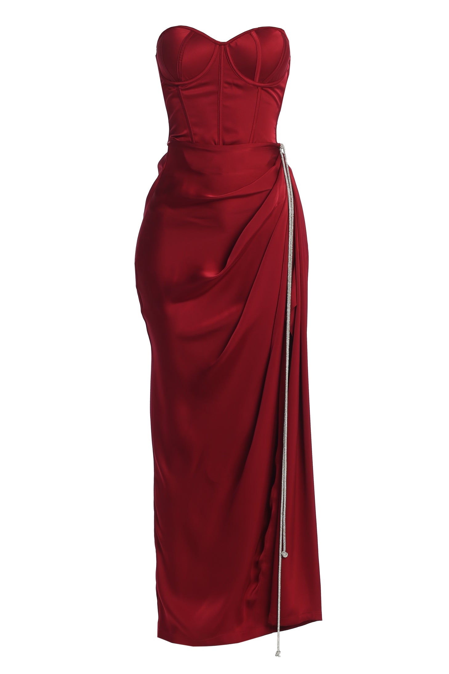 Red Olea Satin Skirt