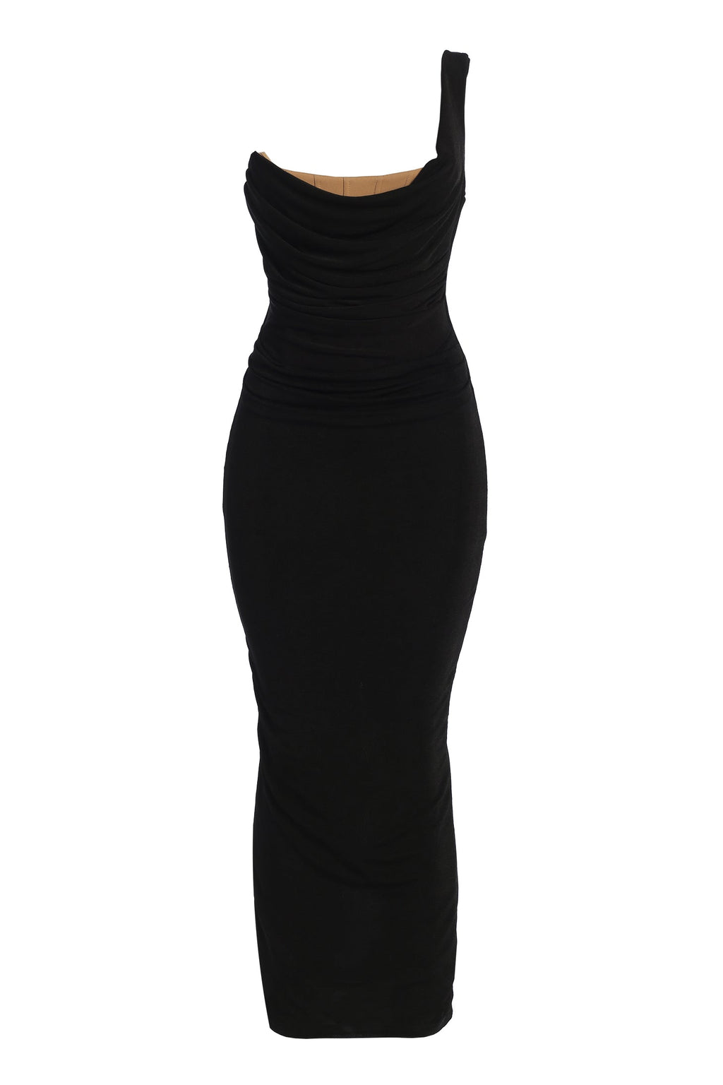 Black Slinky Krishna One Shoulder Maxi Dress