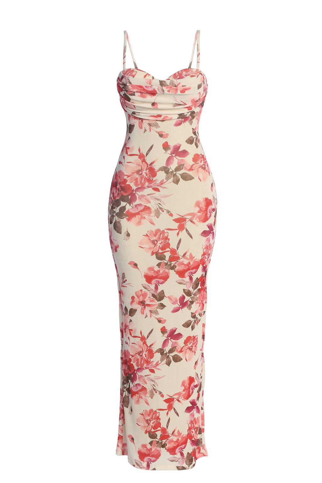 Ivory Floral Slinky Visions Of You Maxi Dress