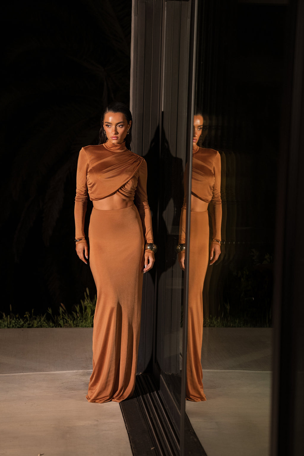 Copper Ultra High Waist Maxi Skirt