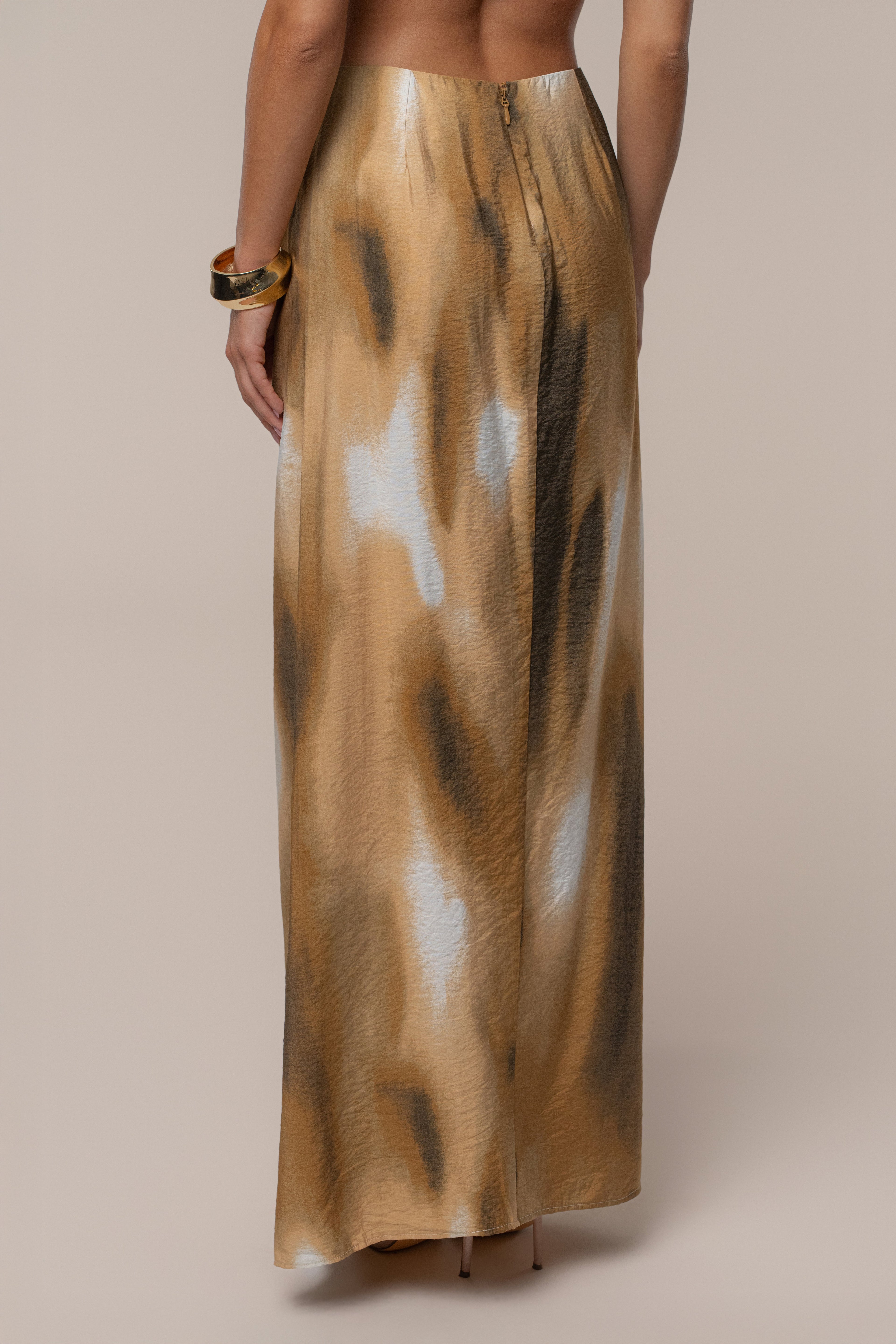 Brown Flowing Elegance Maxi Skirt