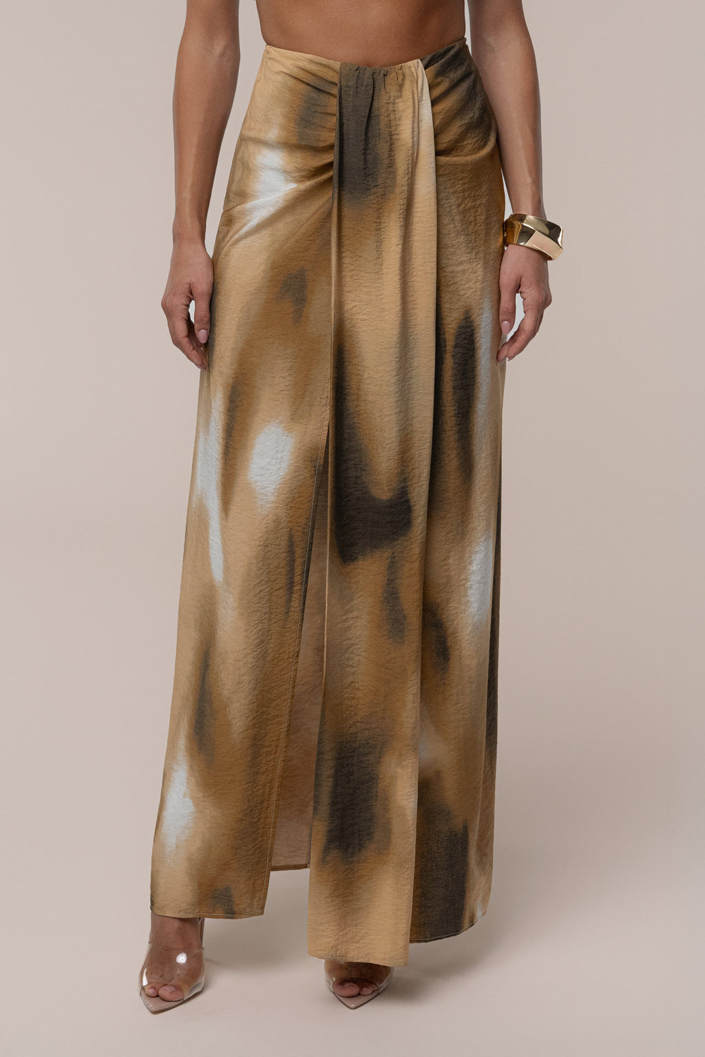 Brown Flowing Elegance Maxi Skirt