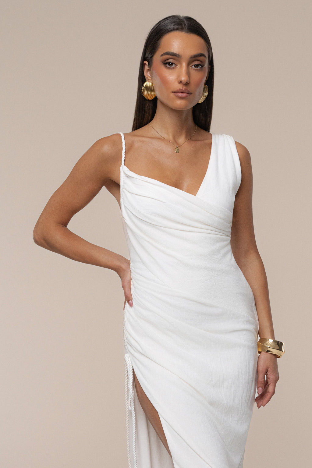 Ivory Dreaming Of Summer Linen Dress