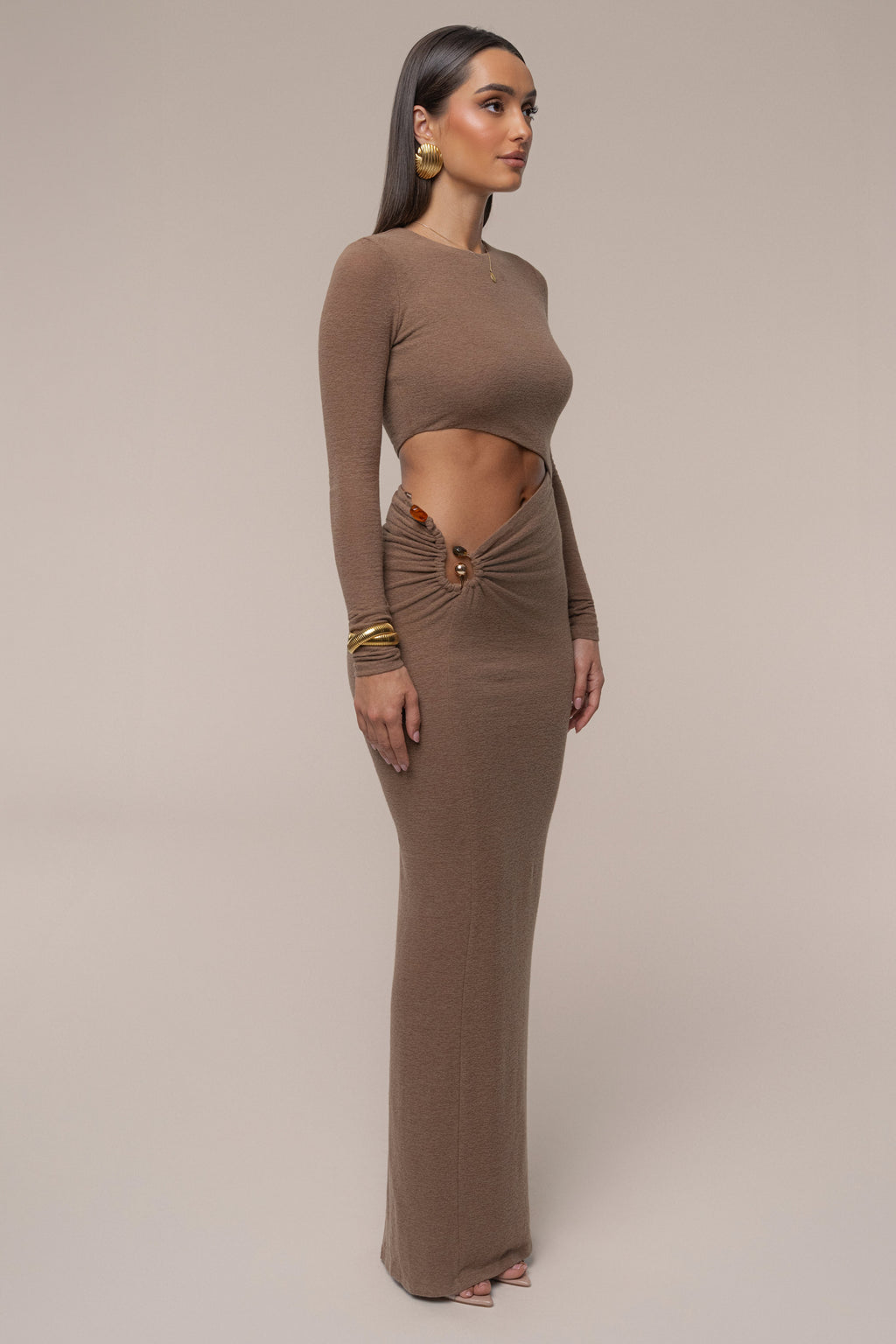 Chocolate Summer Romance Cutout Dress