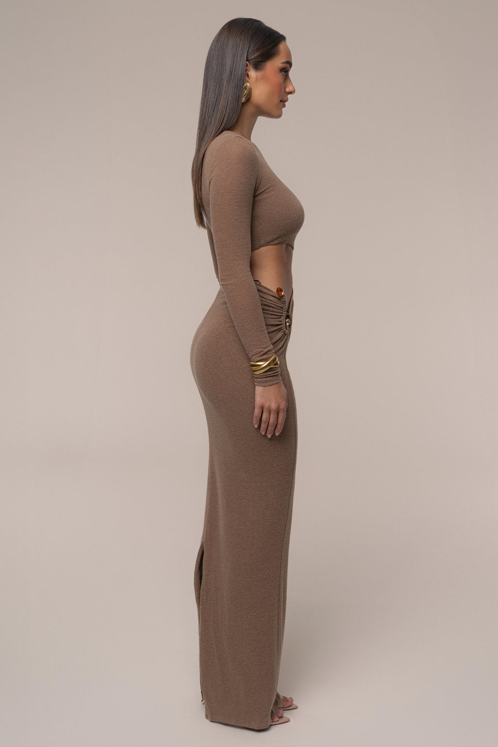 Chocolate Summer Romance Cutout Dress