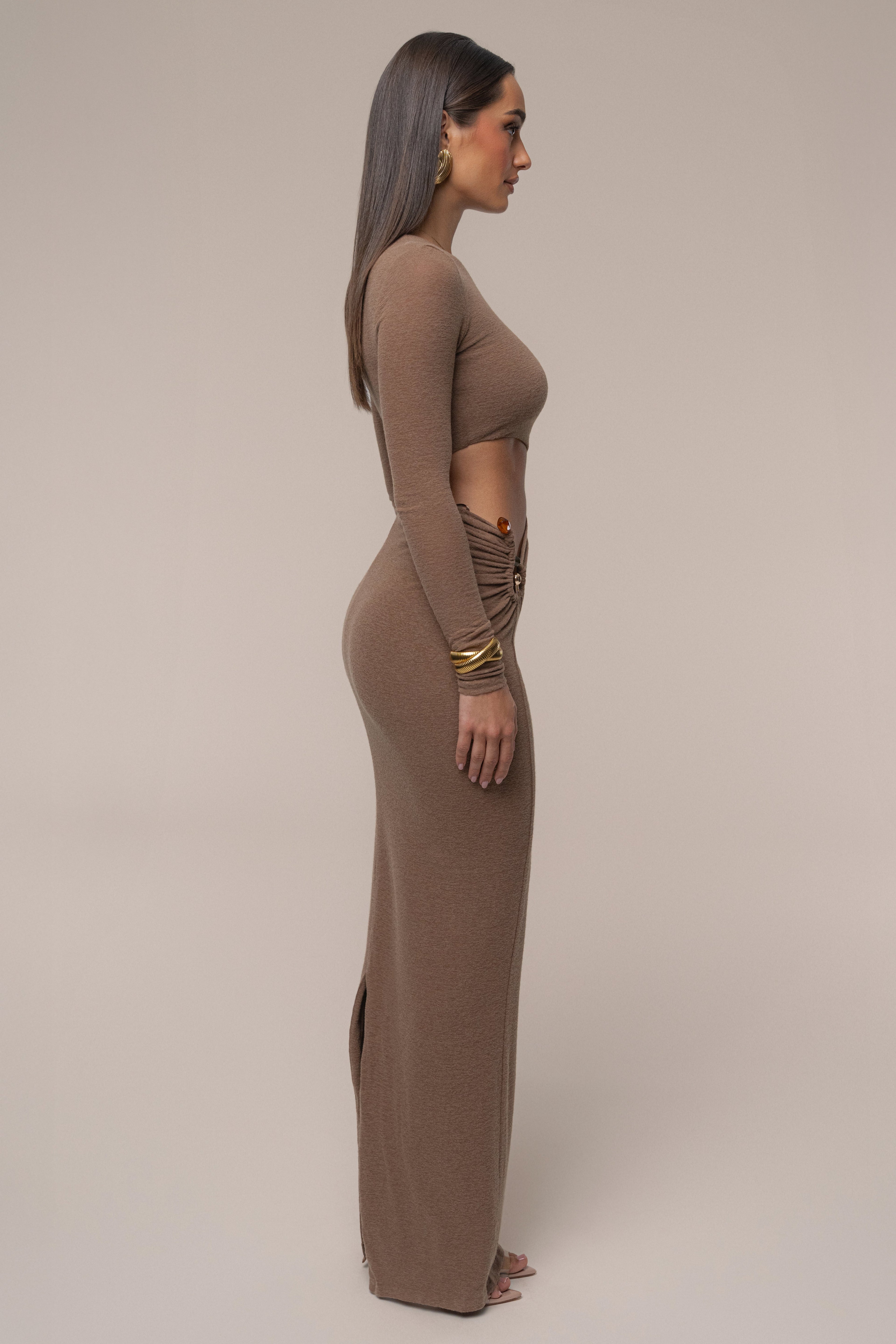 Chocolate Summer Romance Cutout Dress