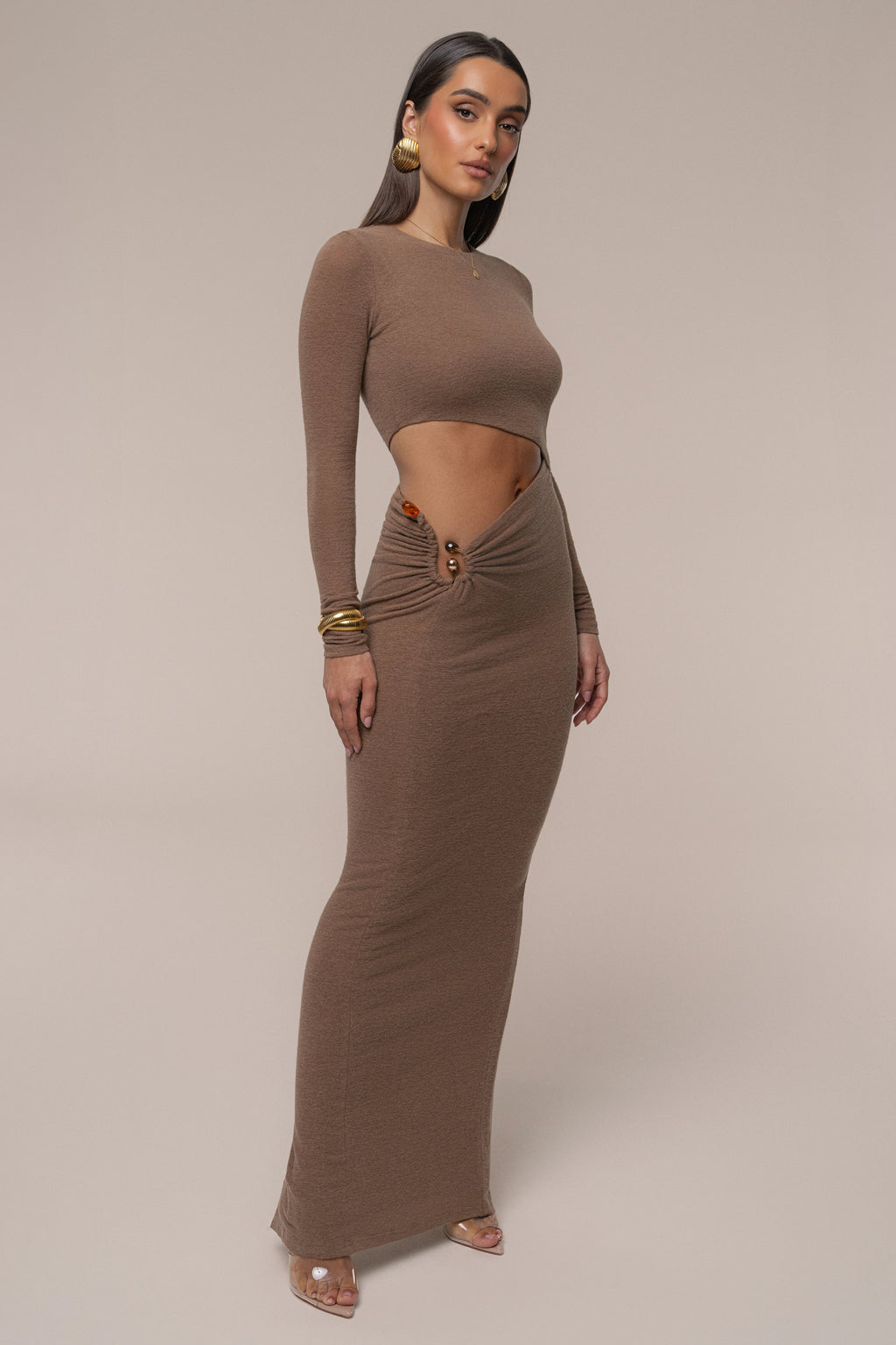 Chocolate Summer Romance Cutout Dress
