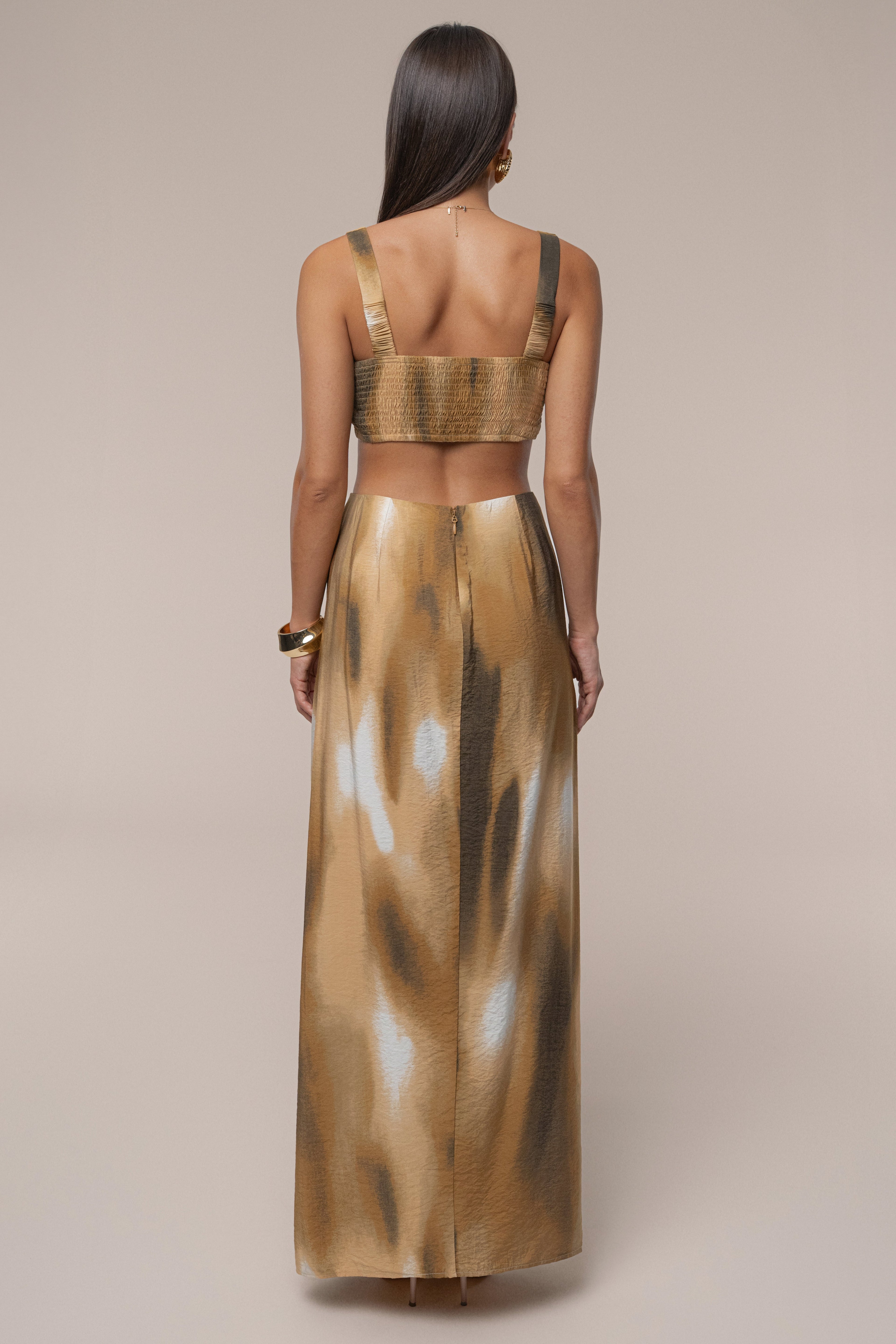 Brown Flowing Elegance Maxi Skirt