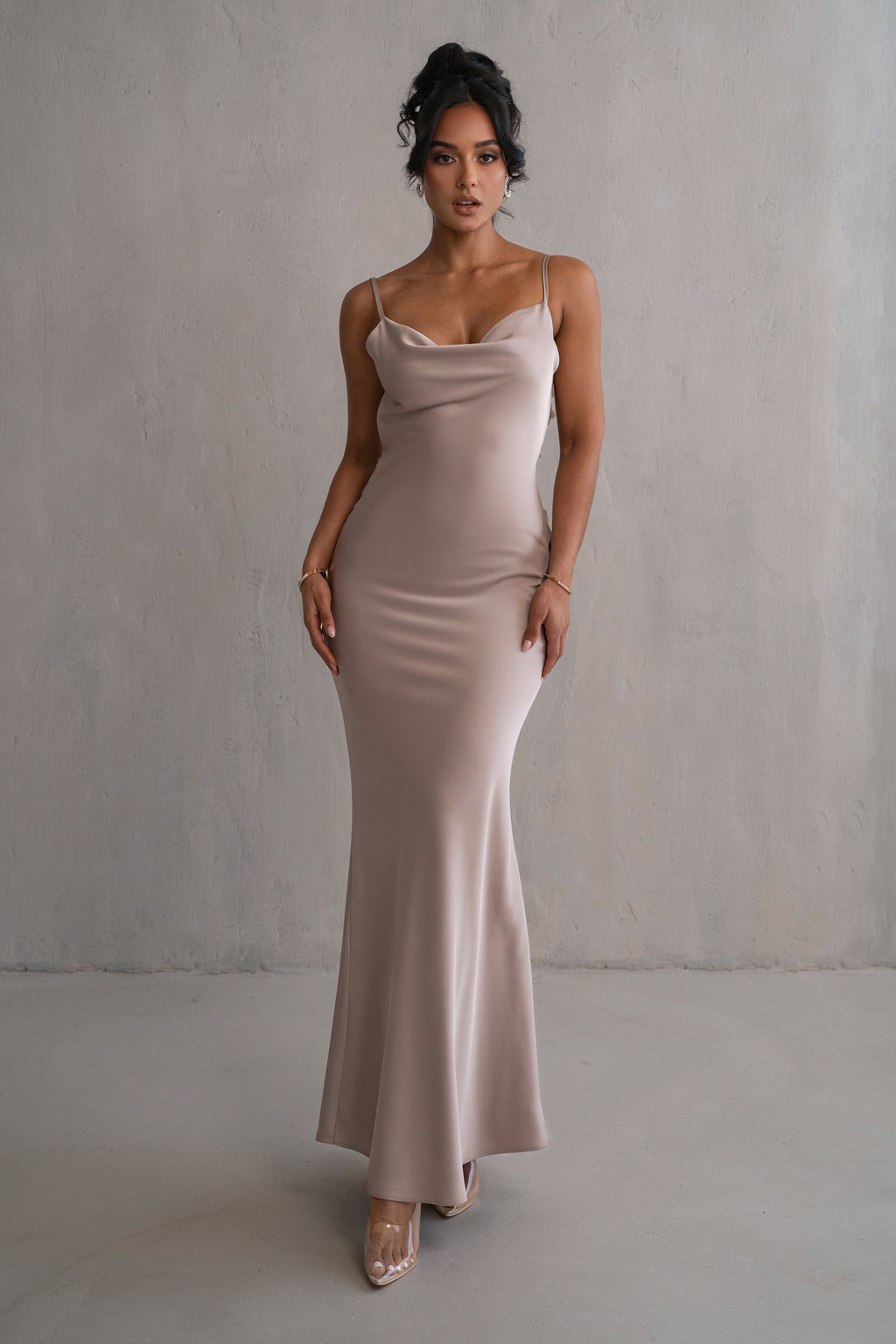 Bronze Down The Aisle Satin Gown