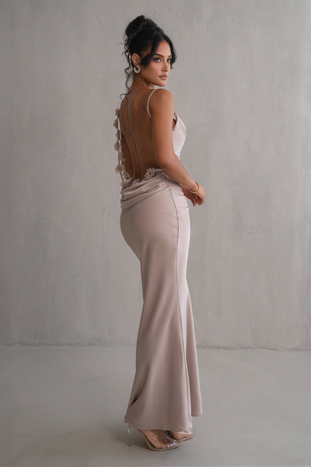 Bronze Down The Aisle Satin Gown