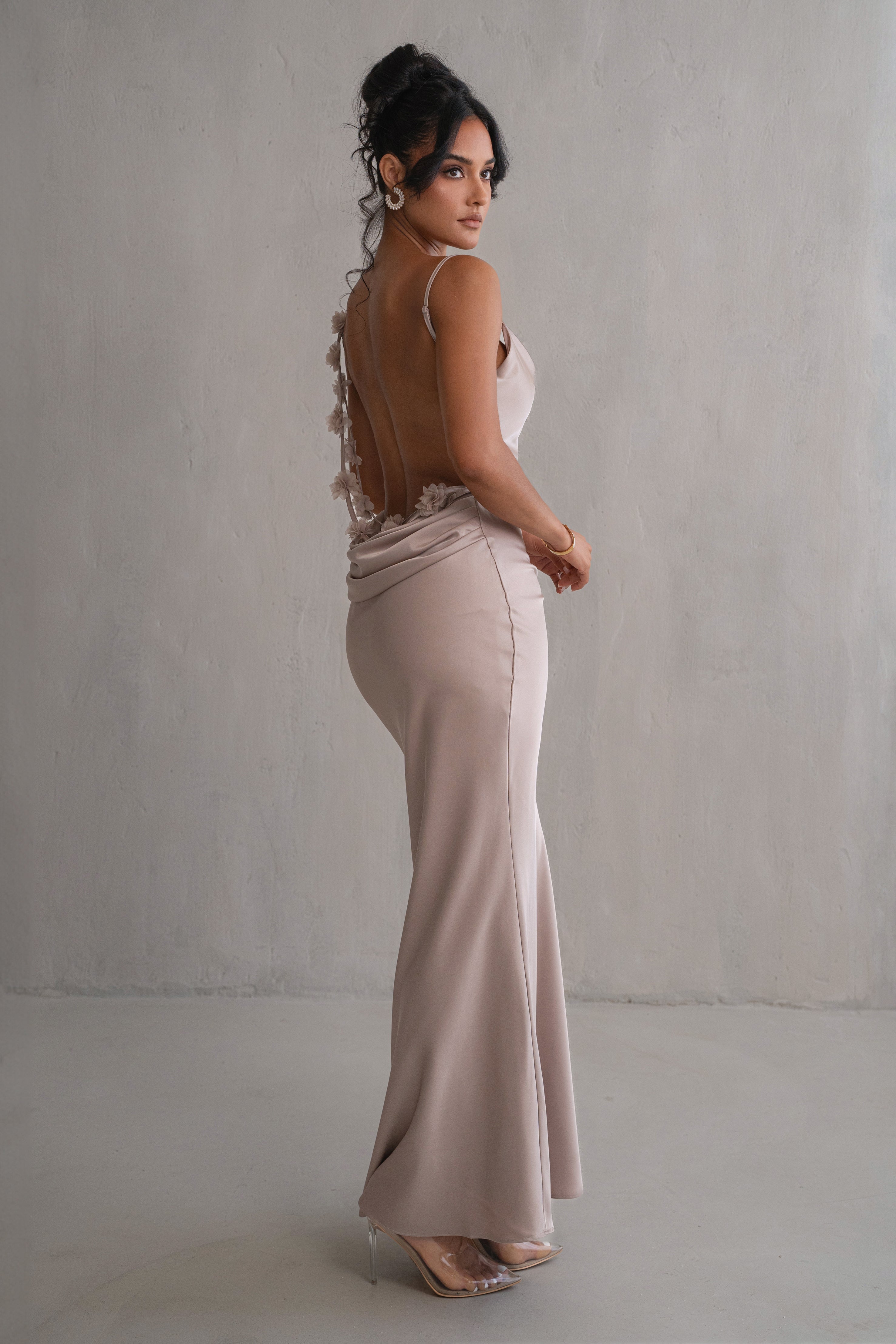 Bronze Down The Aisle Satin Gown