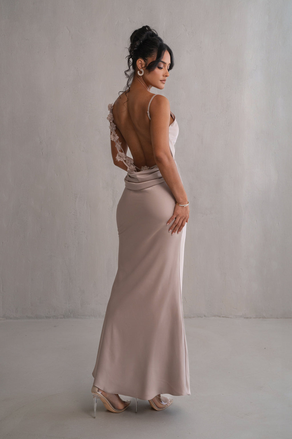 Bronze Down The Aisle Satin Gown