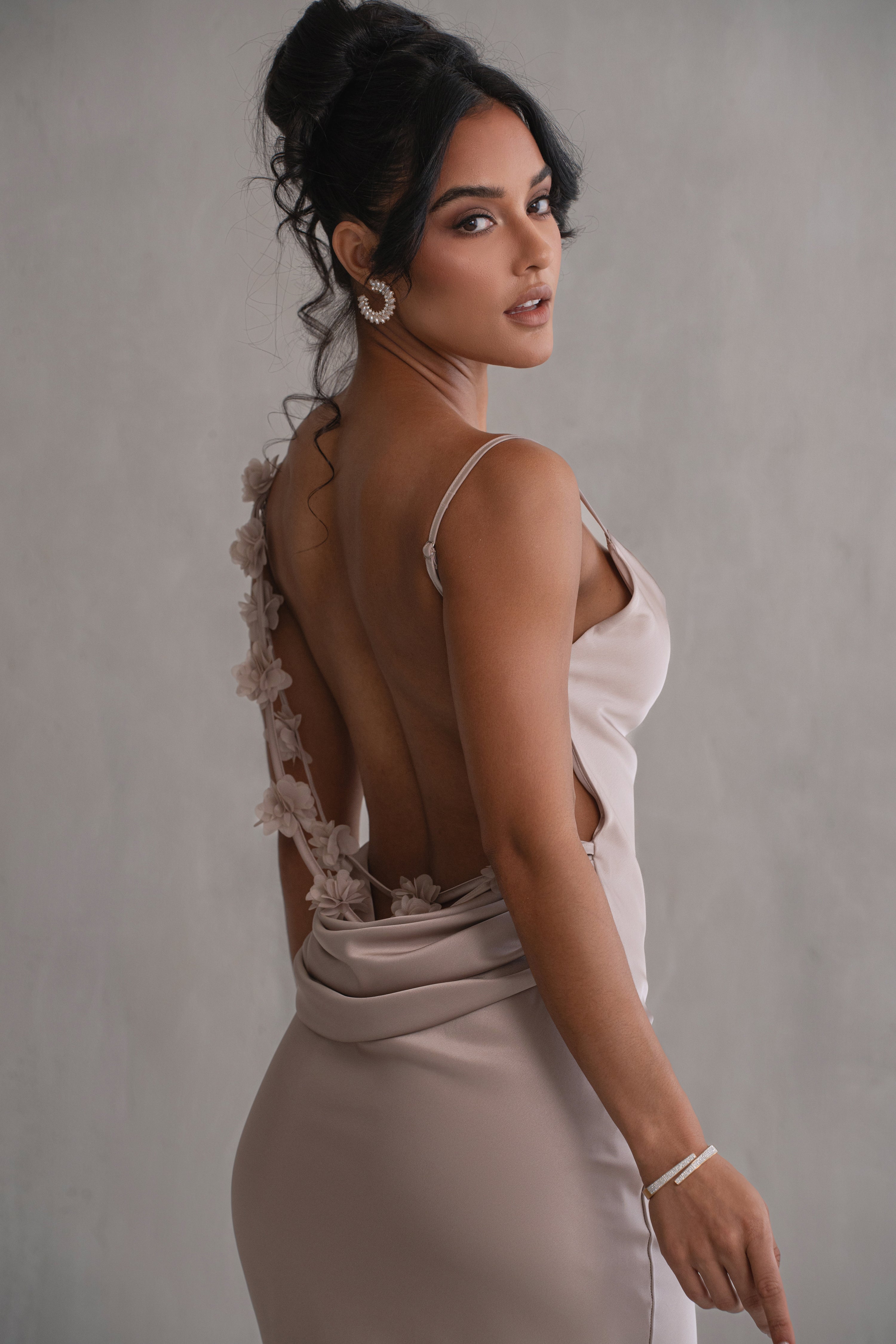 Bronze Down The Aisle Satin Gown