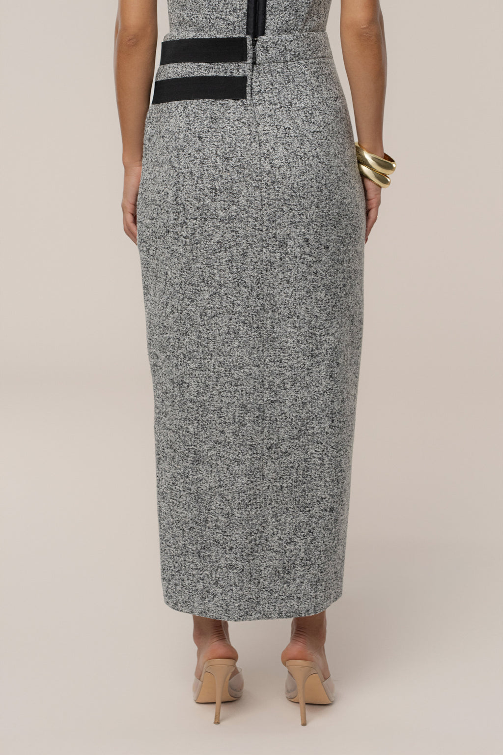 Lt. Grey Gisele Tweed Slit Skirt