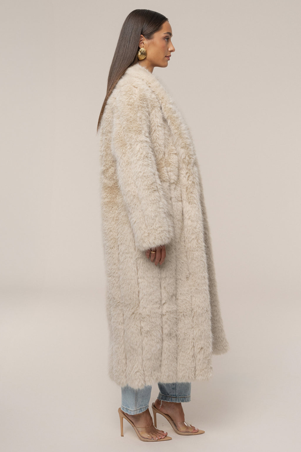 Beige Manhattan Faux Fur Coat