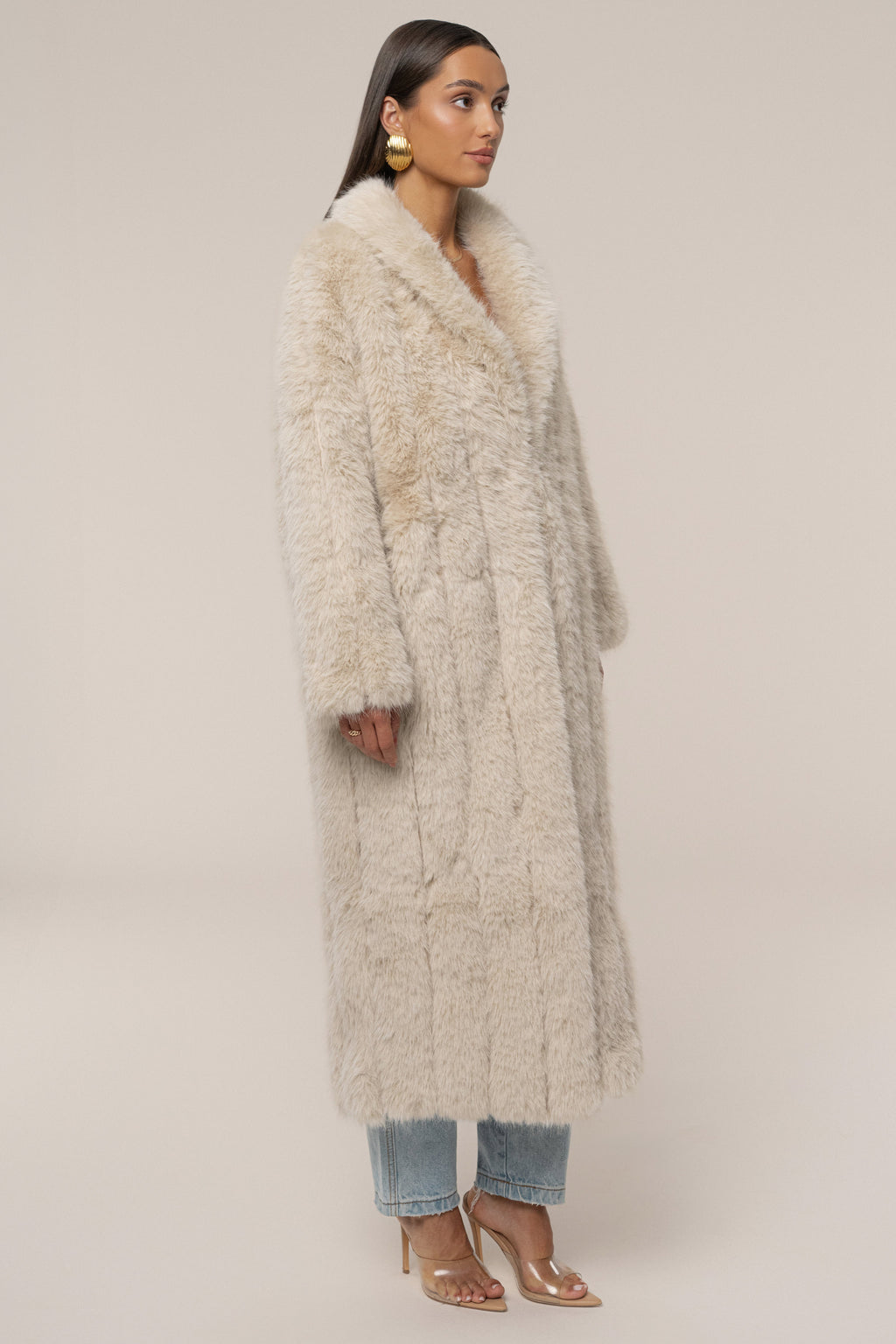Beige Manhattan Faux Fur Coat